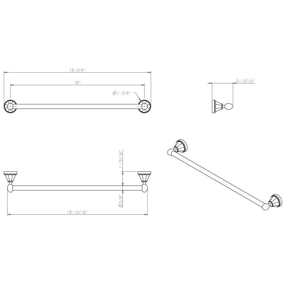 Hardware Resources Newbury 18" Single Towel Bar