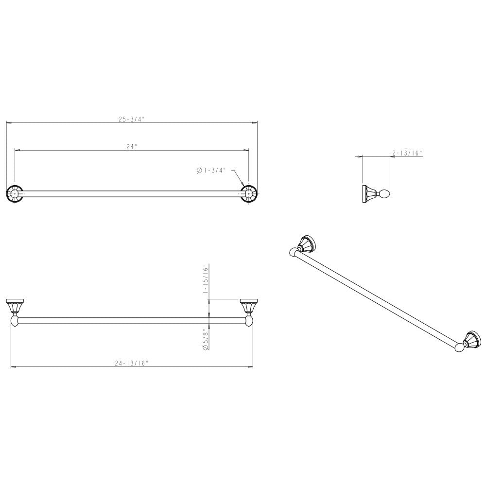Hardware Resources Newbury 24" Single Towel Bar