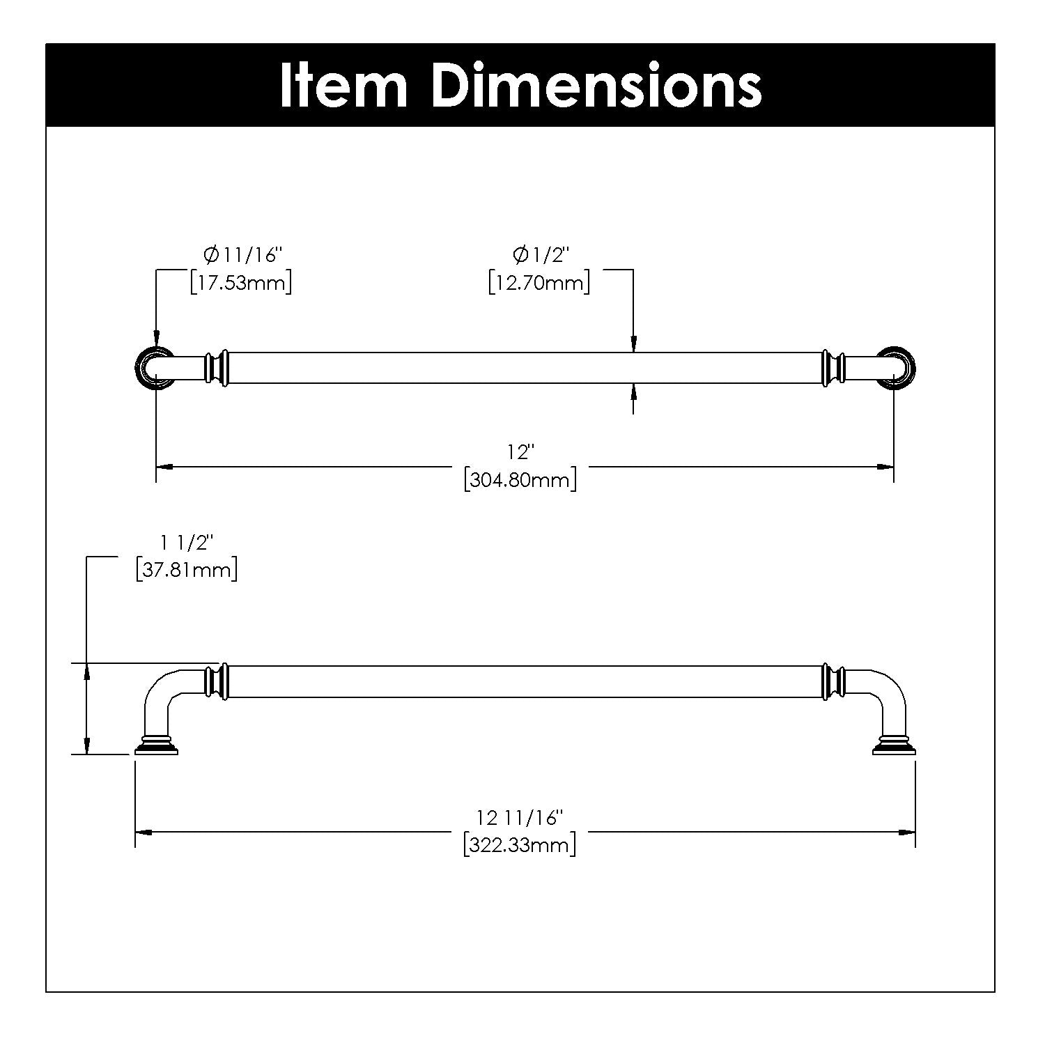 Belwith 12 Inch Center to Center Berkshire Pull (B079925)