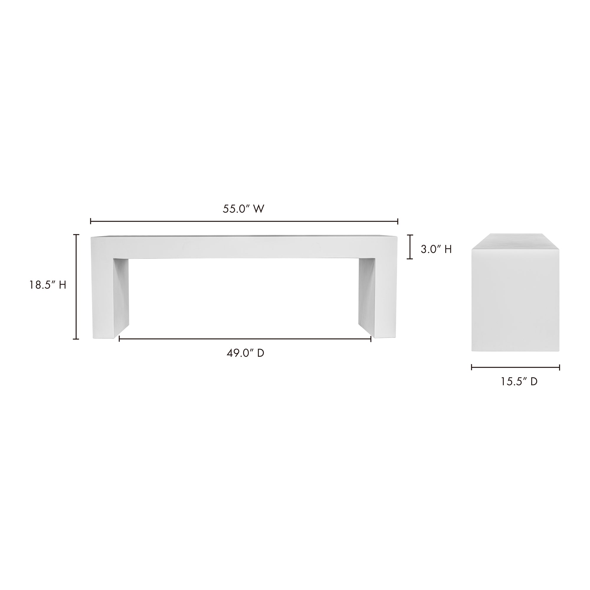 Moes Lazarus Outdoor Bench White BQ-1005-18