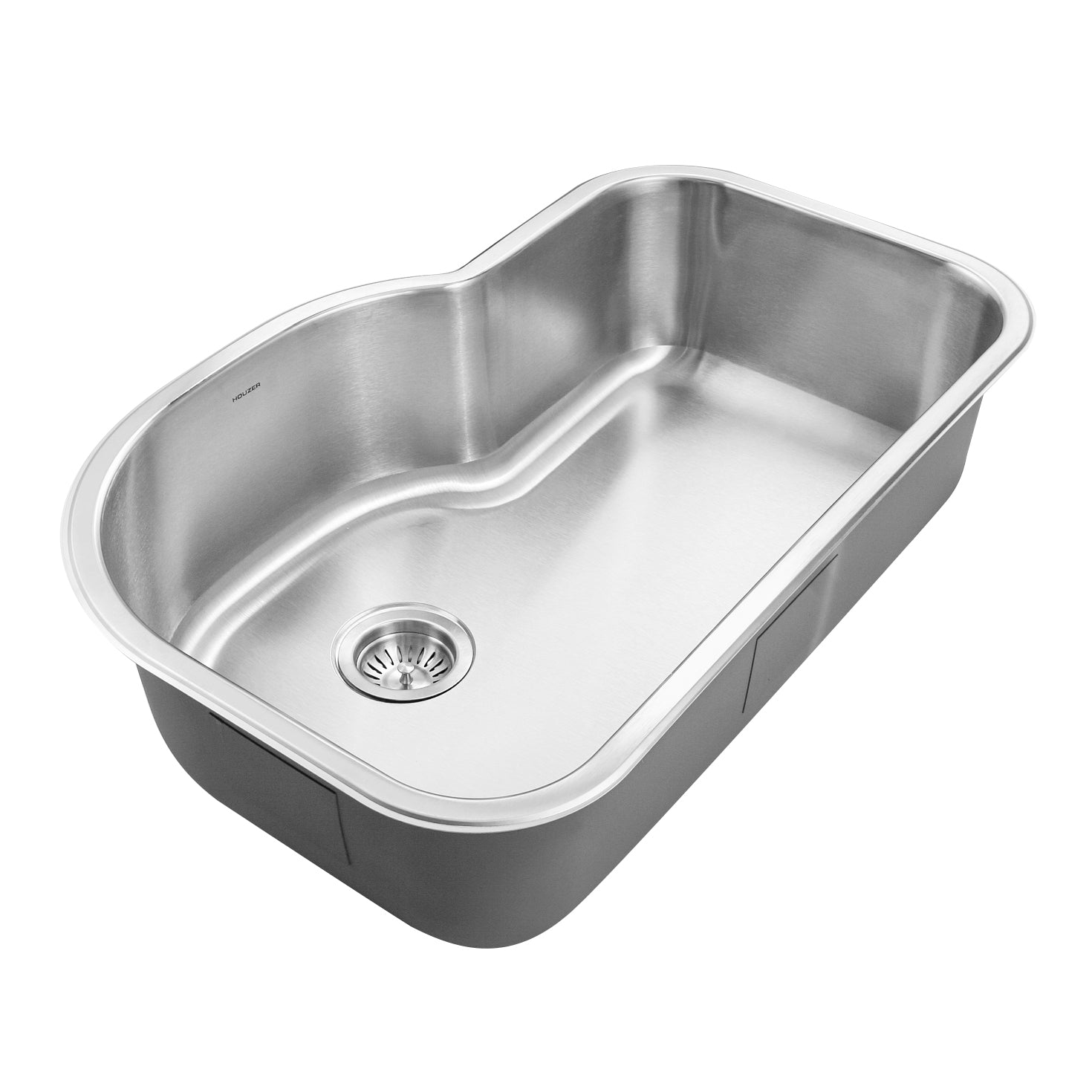 Houzer Belleo 32" Stainless Steel Drop-in Topmount Single Bowl Offset Kitchen Sink with Strainer & Grid