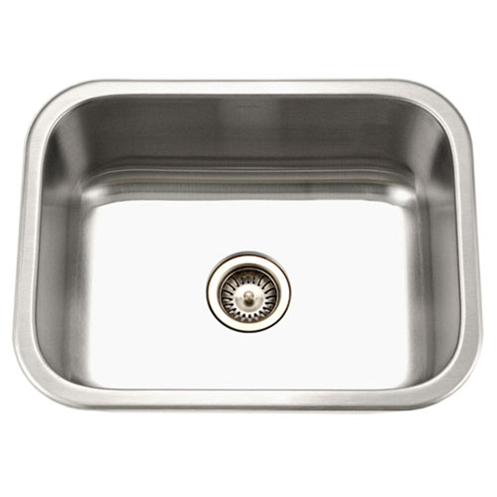 Houzer Belleo 23" Stainless Steel Drop-in Topmount Single Bowl Kitchen Sink with Strainer & Grid