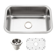 Houzer Belleo 27" inch Stainless Steel Drop-in Topmount Single Bowl Kitchen Sink with Strainer & Grid