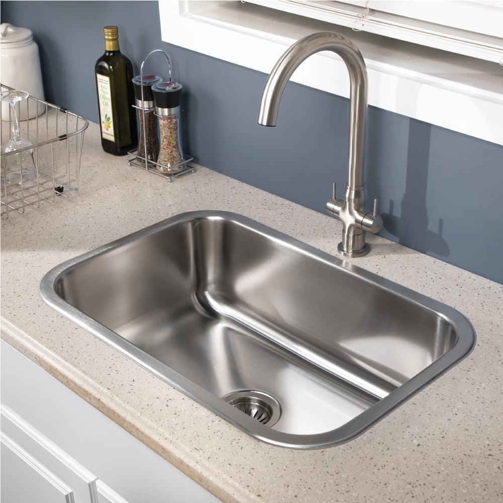 Houzer Belleo 27" inch Stainless Steel Drop-in Topmount Single Bowl Kitchen Sink with Strainer & Grid