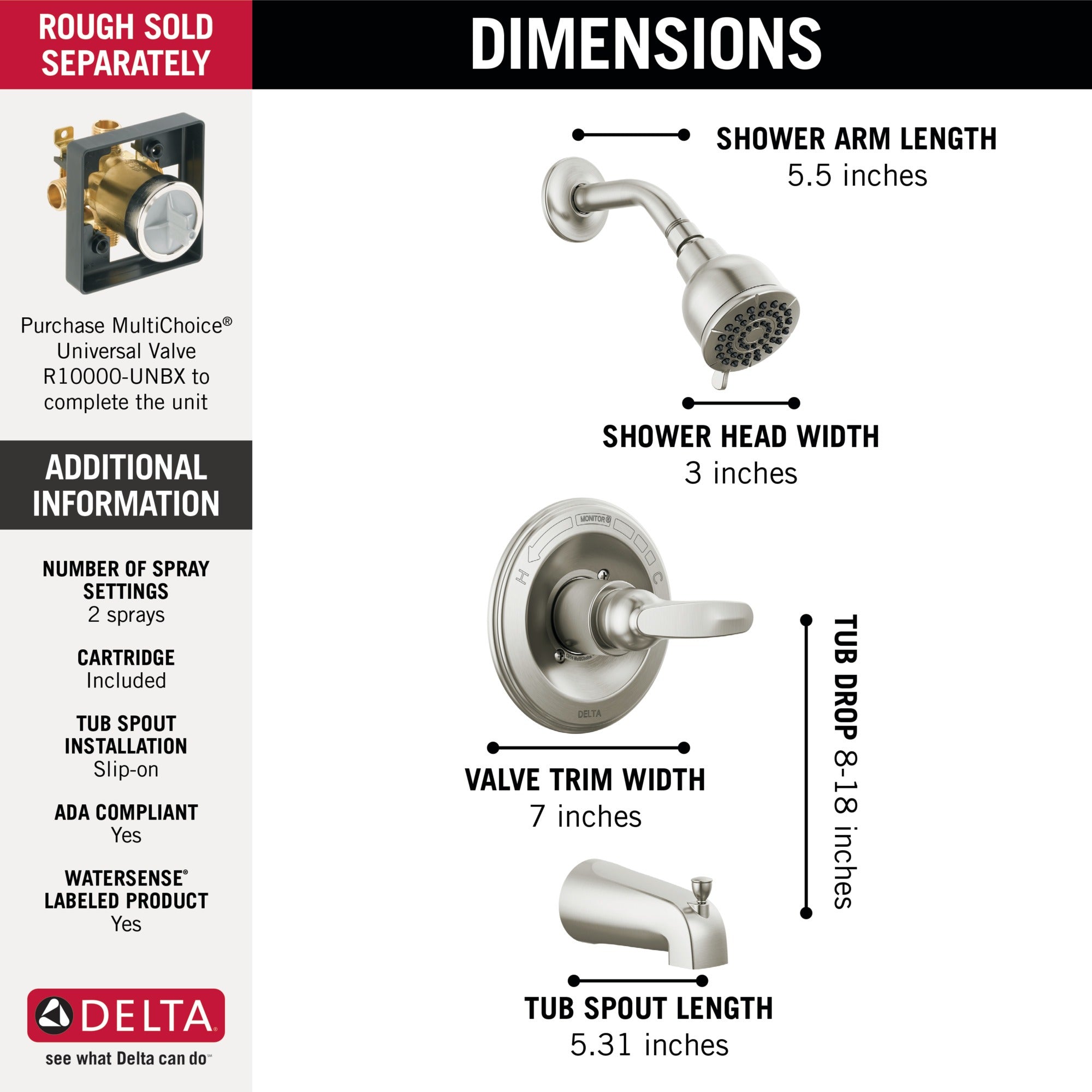 Delta Foundations® Monitor® 13 Series Tub & Shower Trim