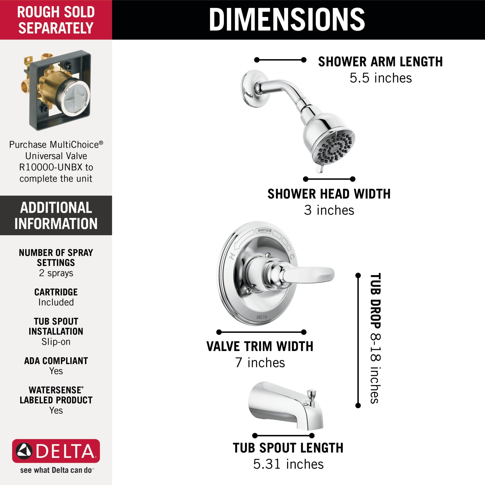 Delta Foundations® Monitor® 13 Series Tub & Shower Trim