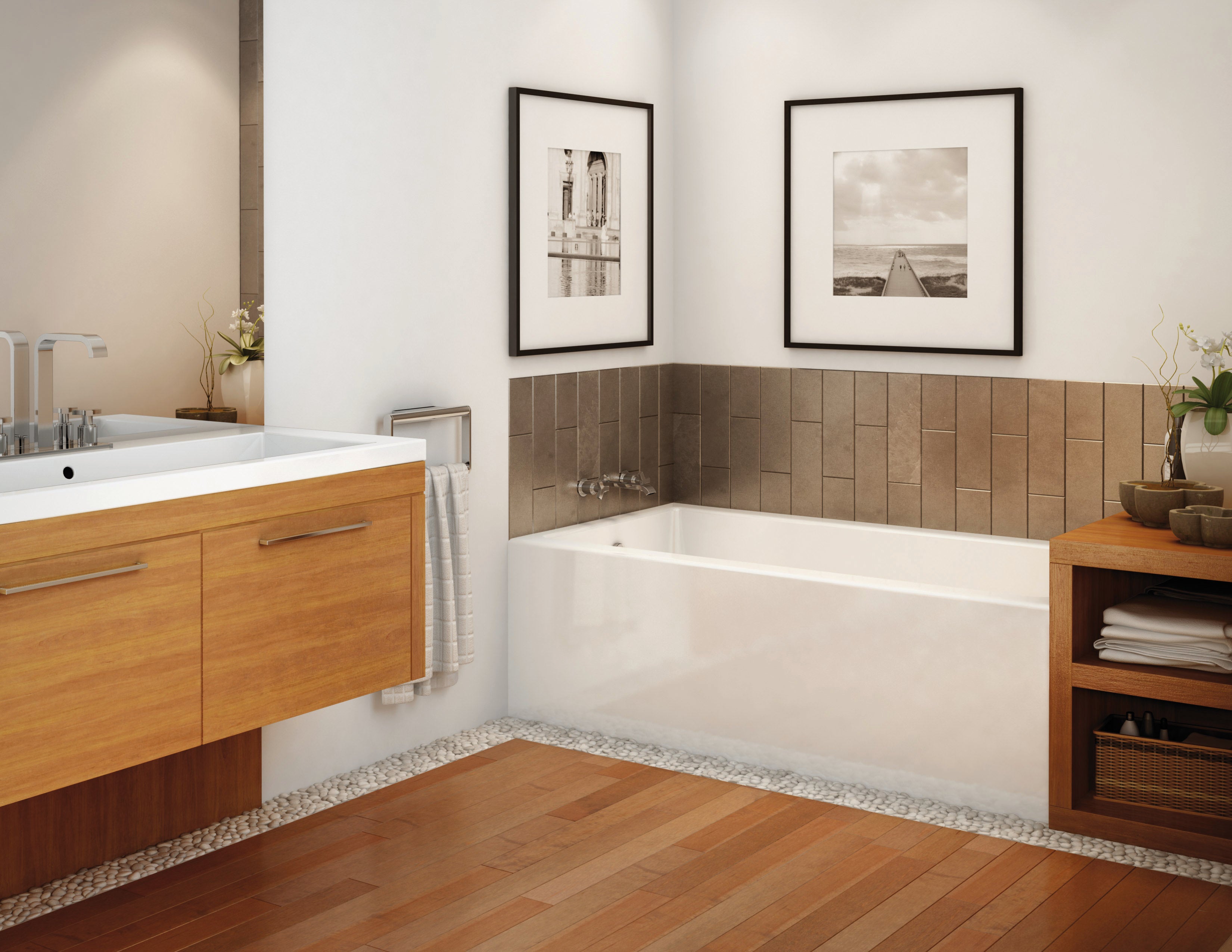 Rubix 6030 Acrylic Alcove Left-Hand Drain Bathtub in White
