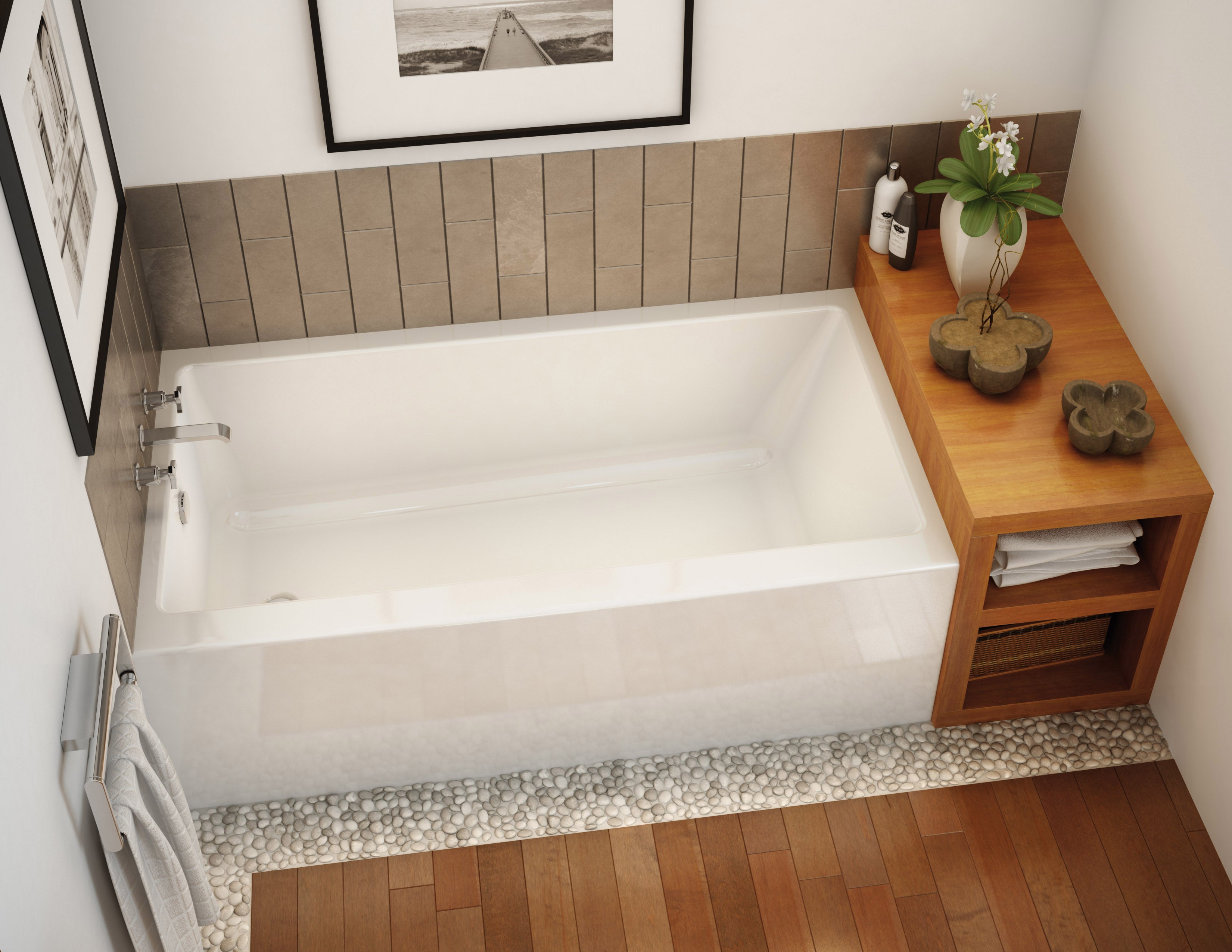 Rubix 6030 Acrylic Alcove Left-Hand Drain Bathtub in White