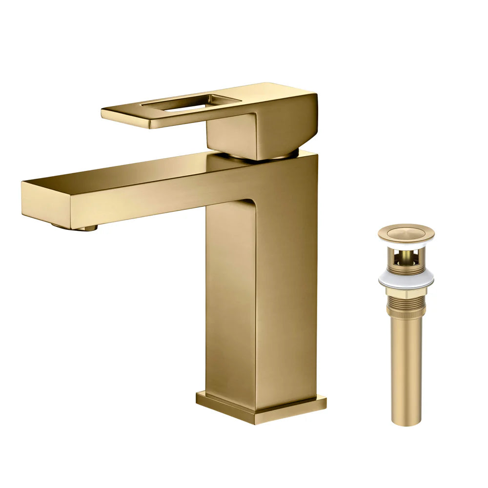 Quadra Single Handle Bathroom Vanity Sink Faucet with Pop Up Drain