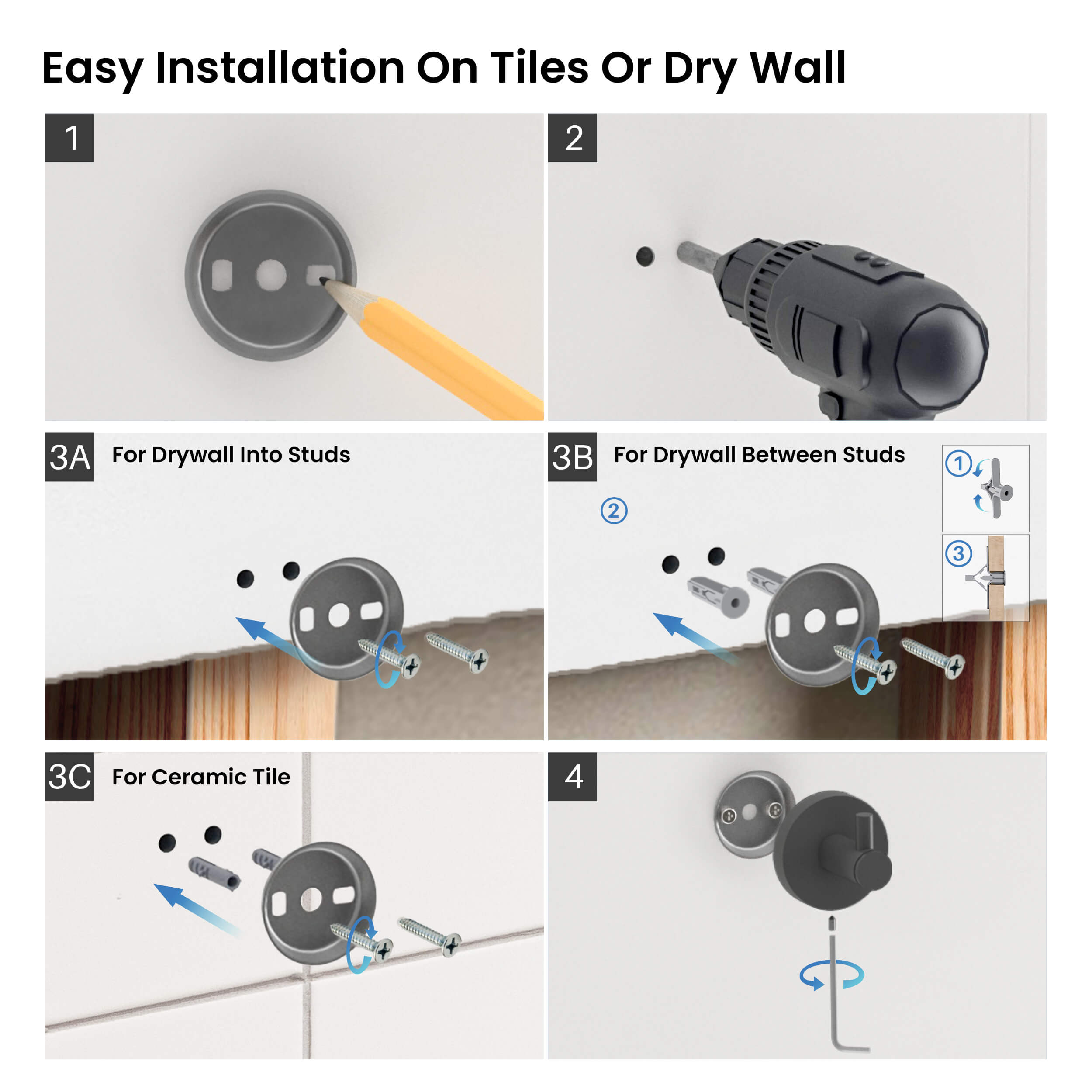 Halo Bathroom Towel & Robe Hook 3 Count