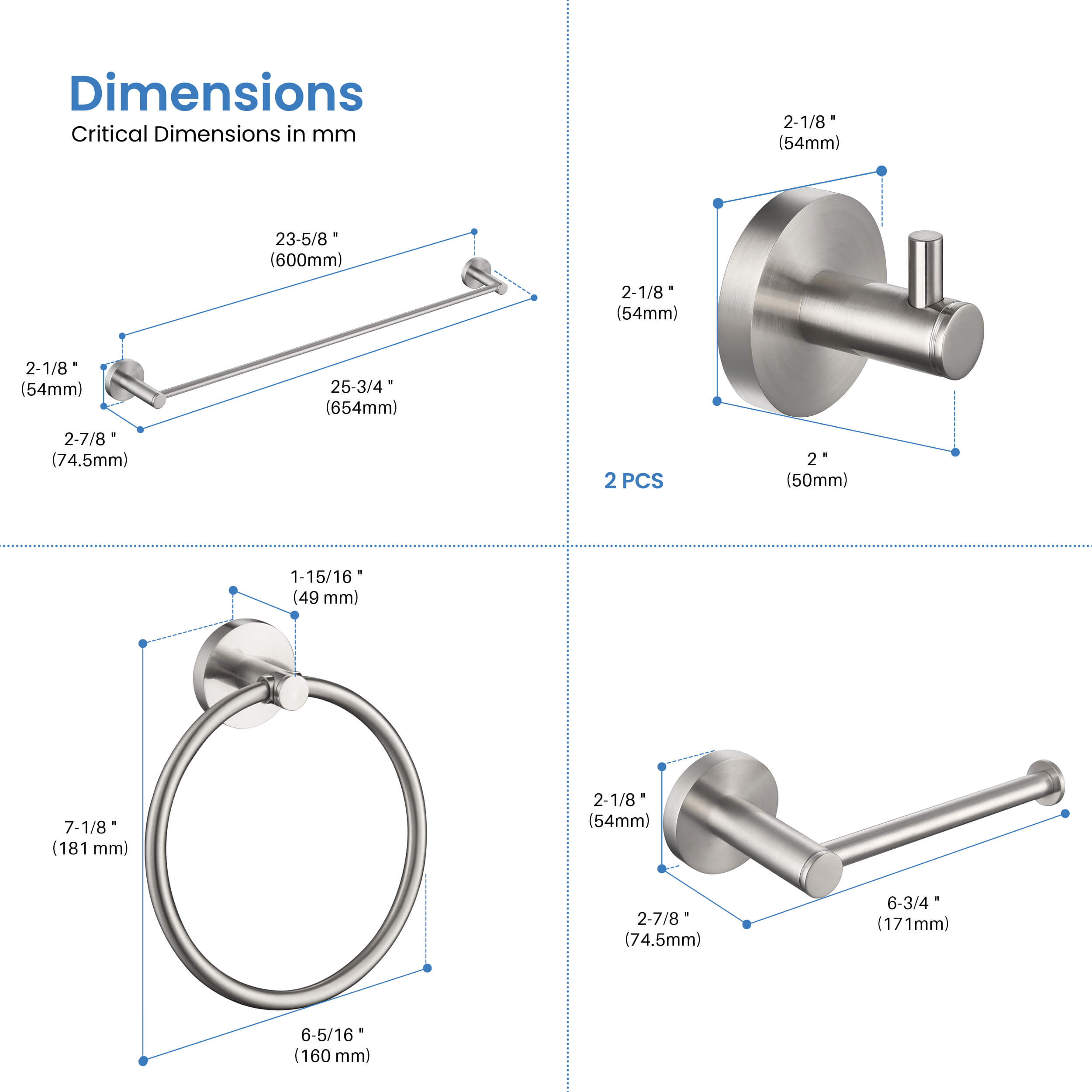 Halo 5 Piece Bathroom Hardware Set 2