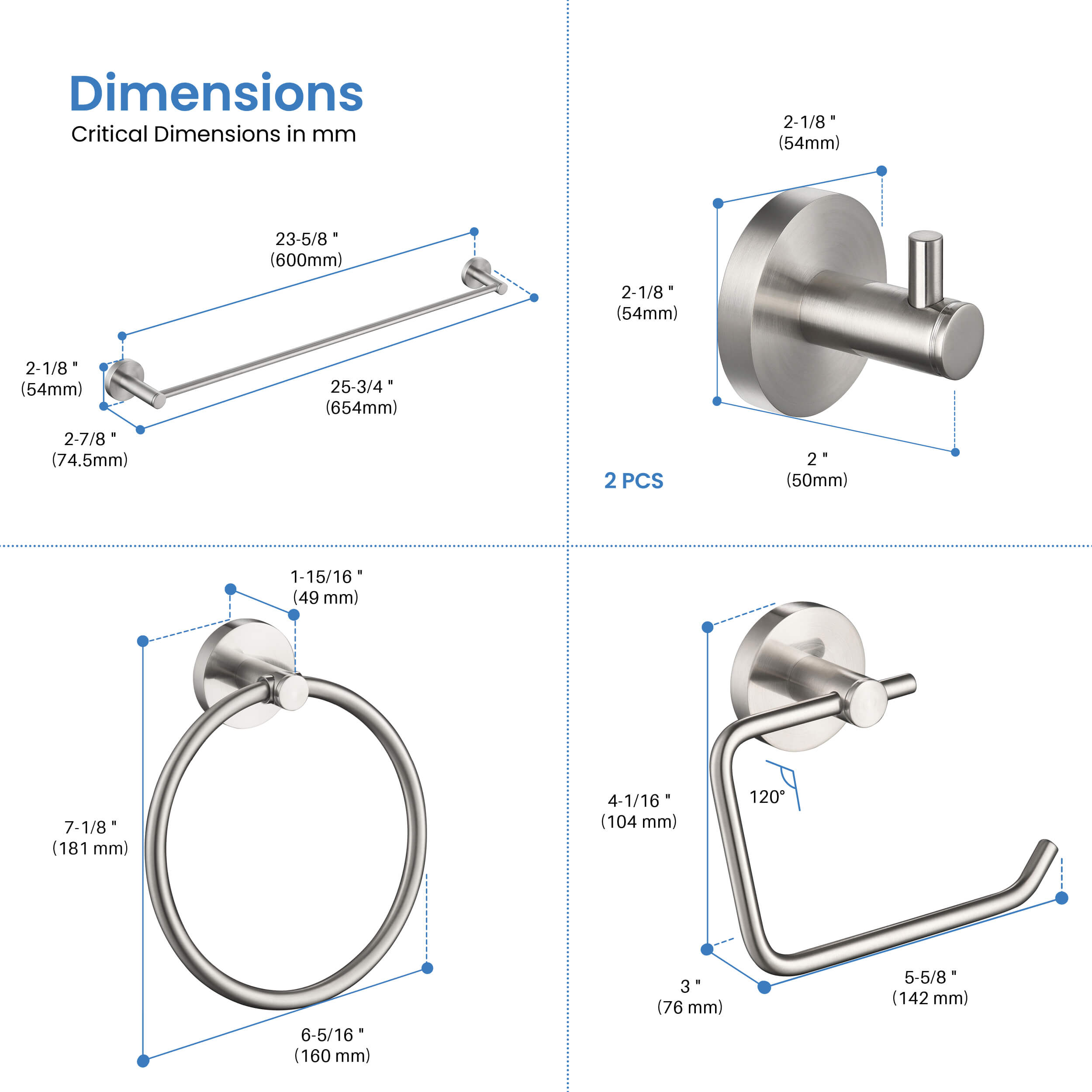 Halo 5 Piece Bathroom Hardware Set 3