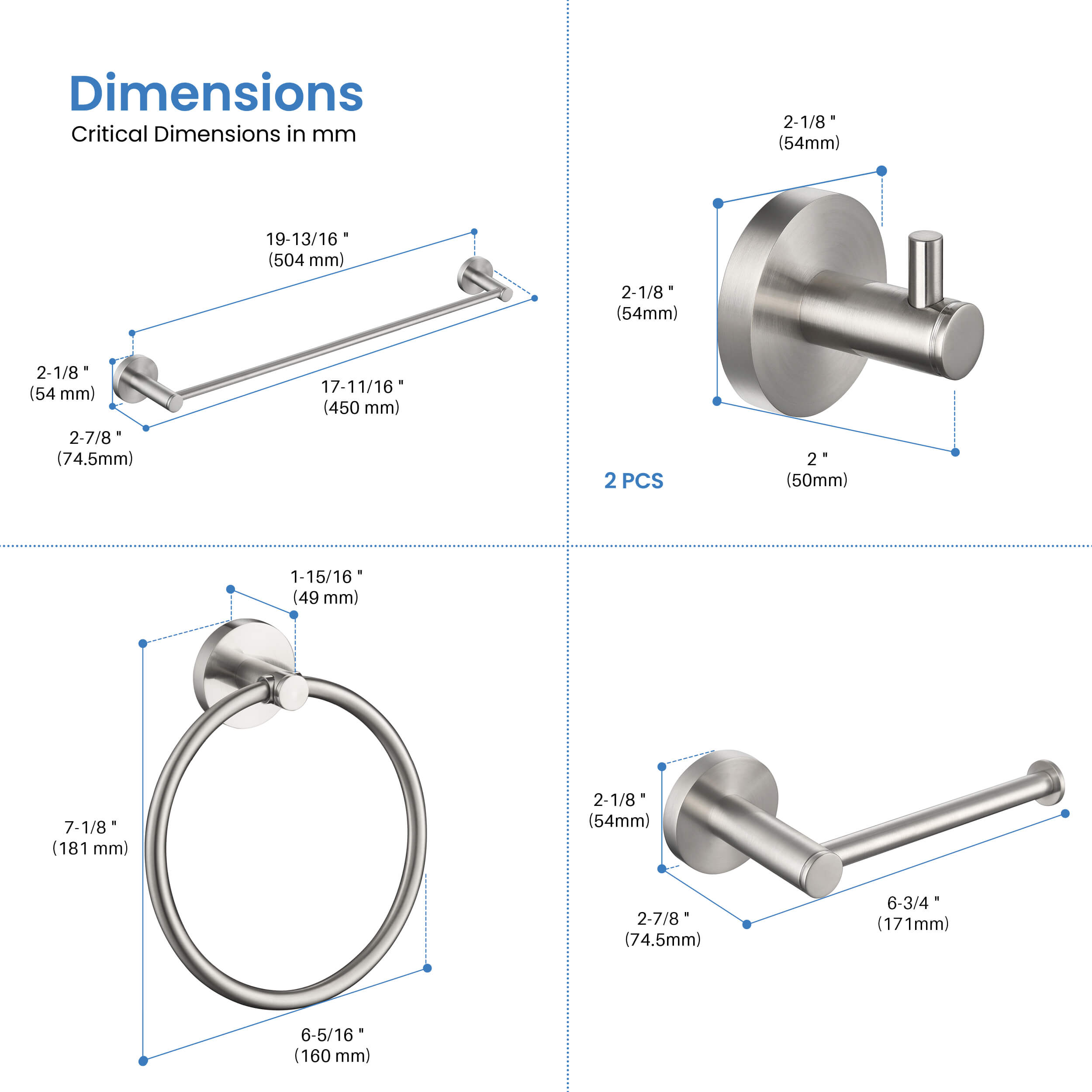 Halo 5 Piece Bathroom Hardware Set 4
