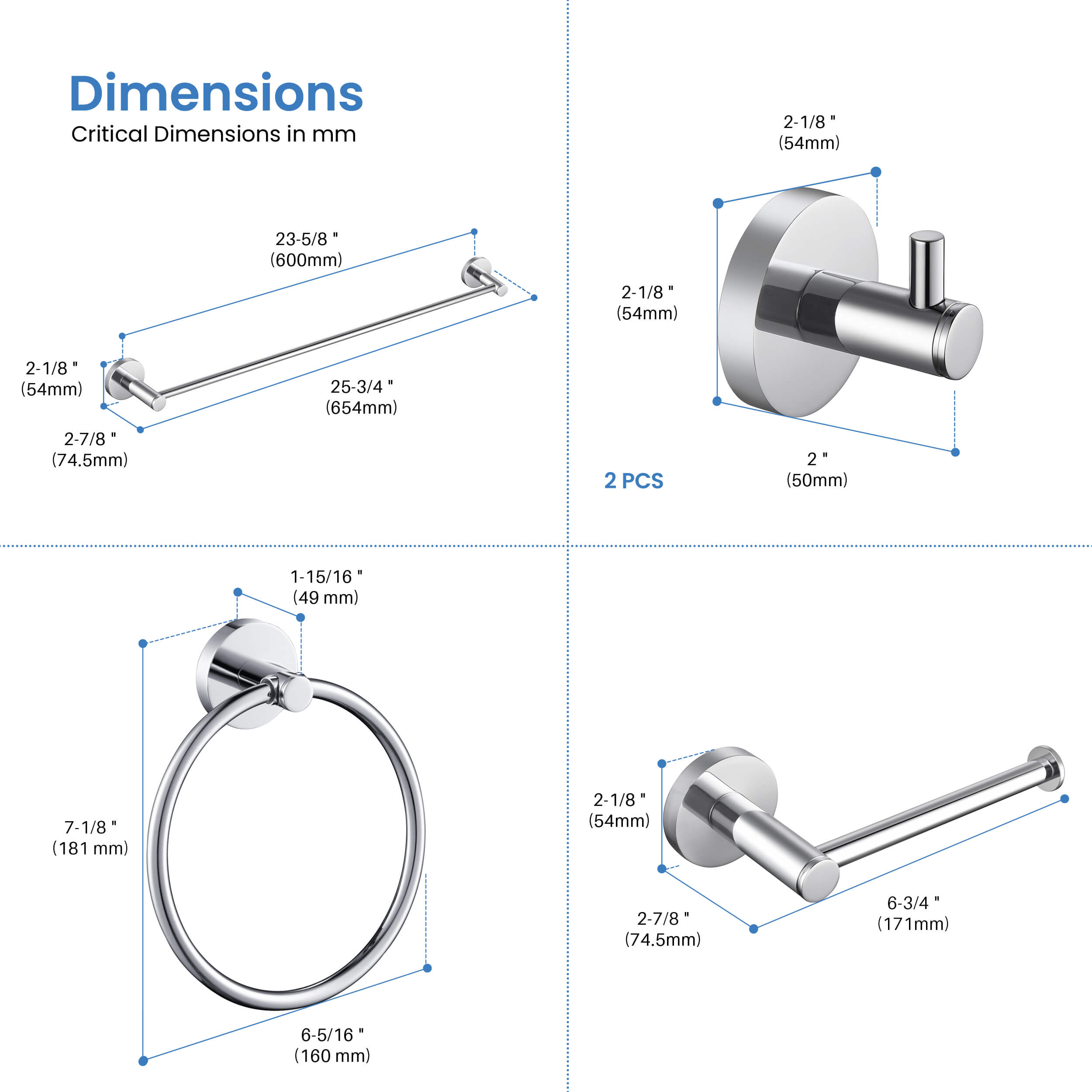 Halo 5 Piece Bathroom Hardware Set 2