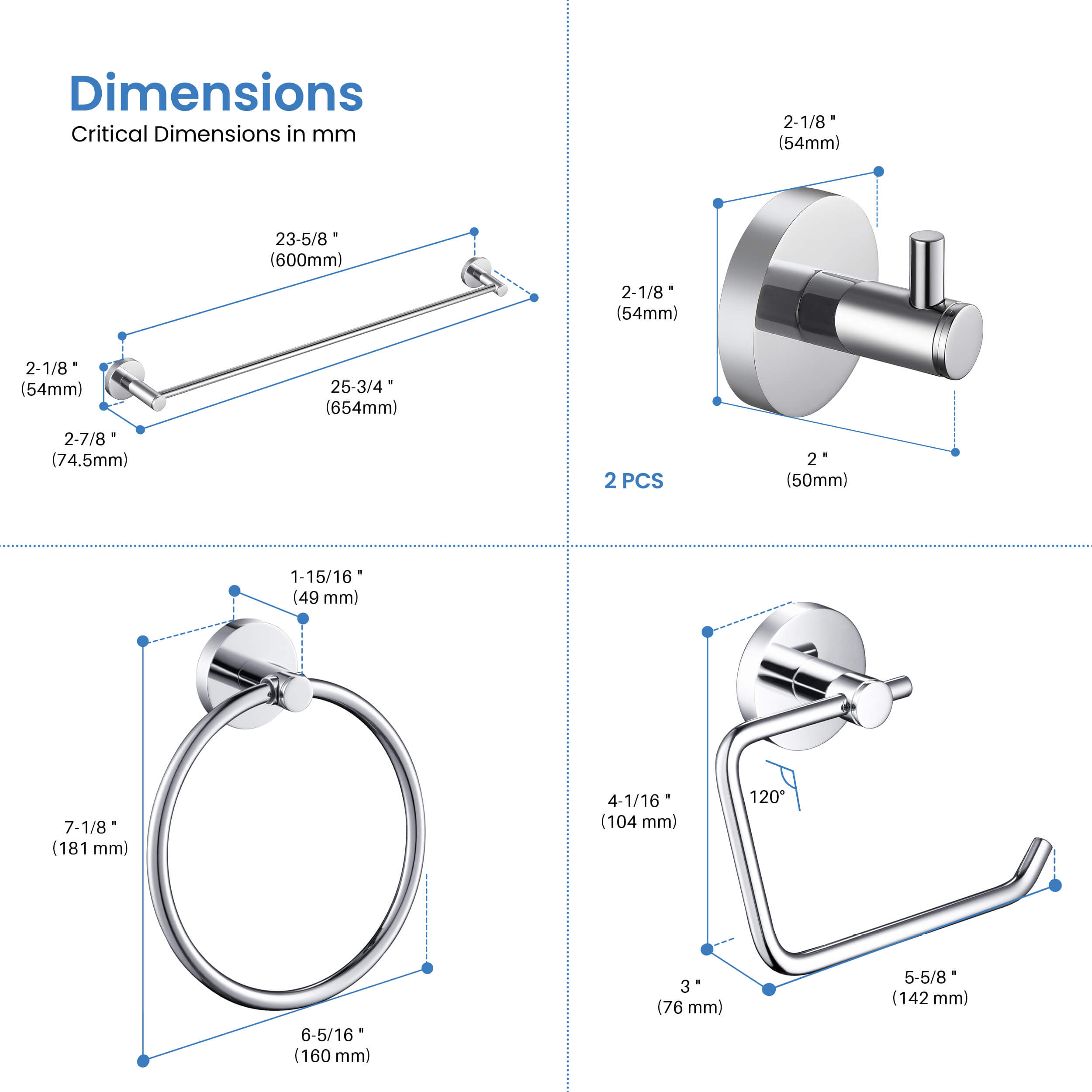 Halo 5 Piece Bathroom Hardware Set 3