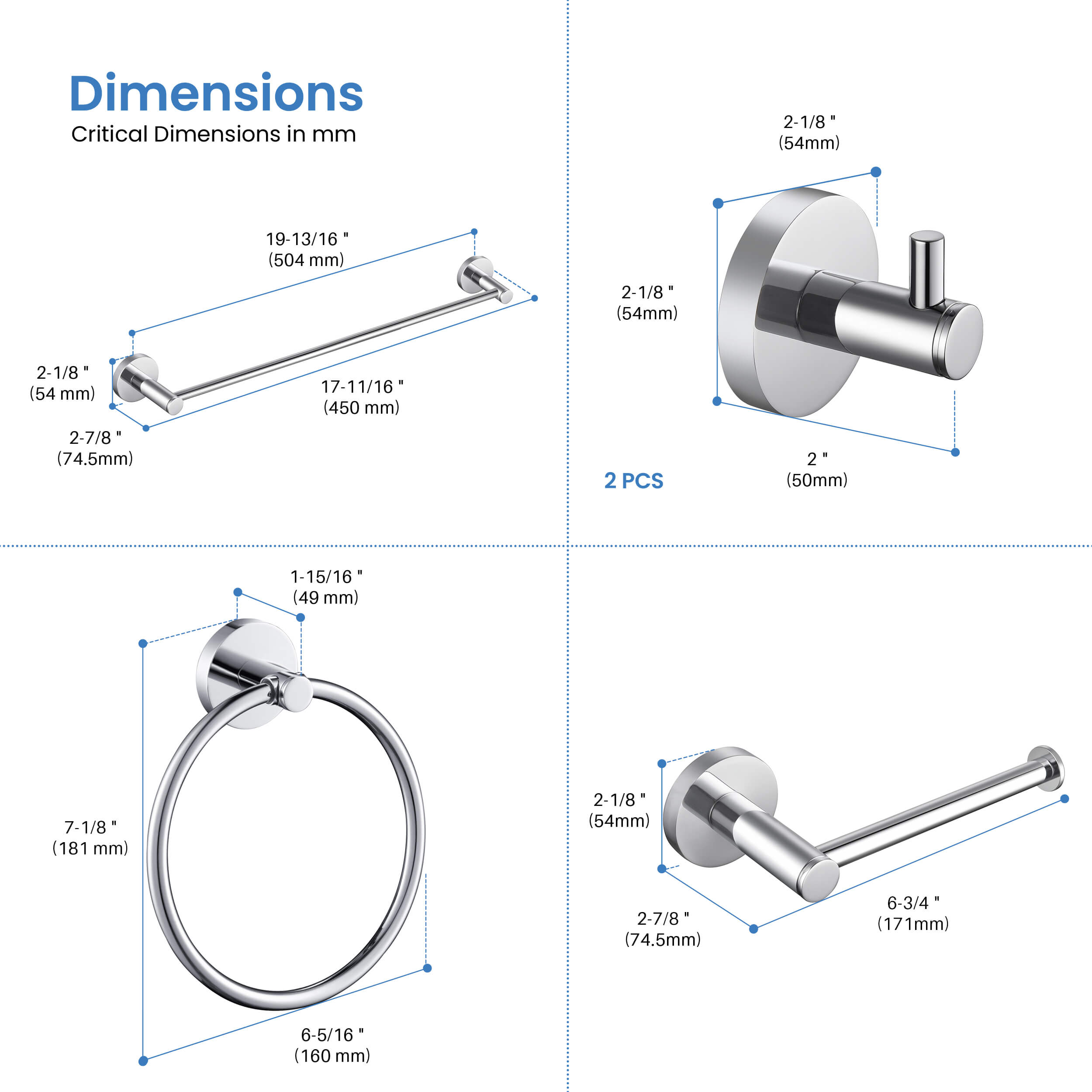 Halo 5 Piece Bathroom Hardware Set 4