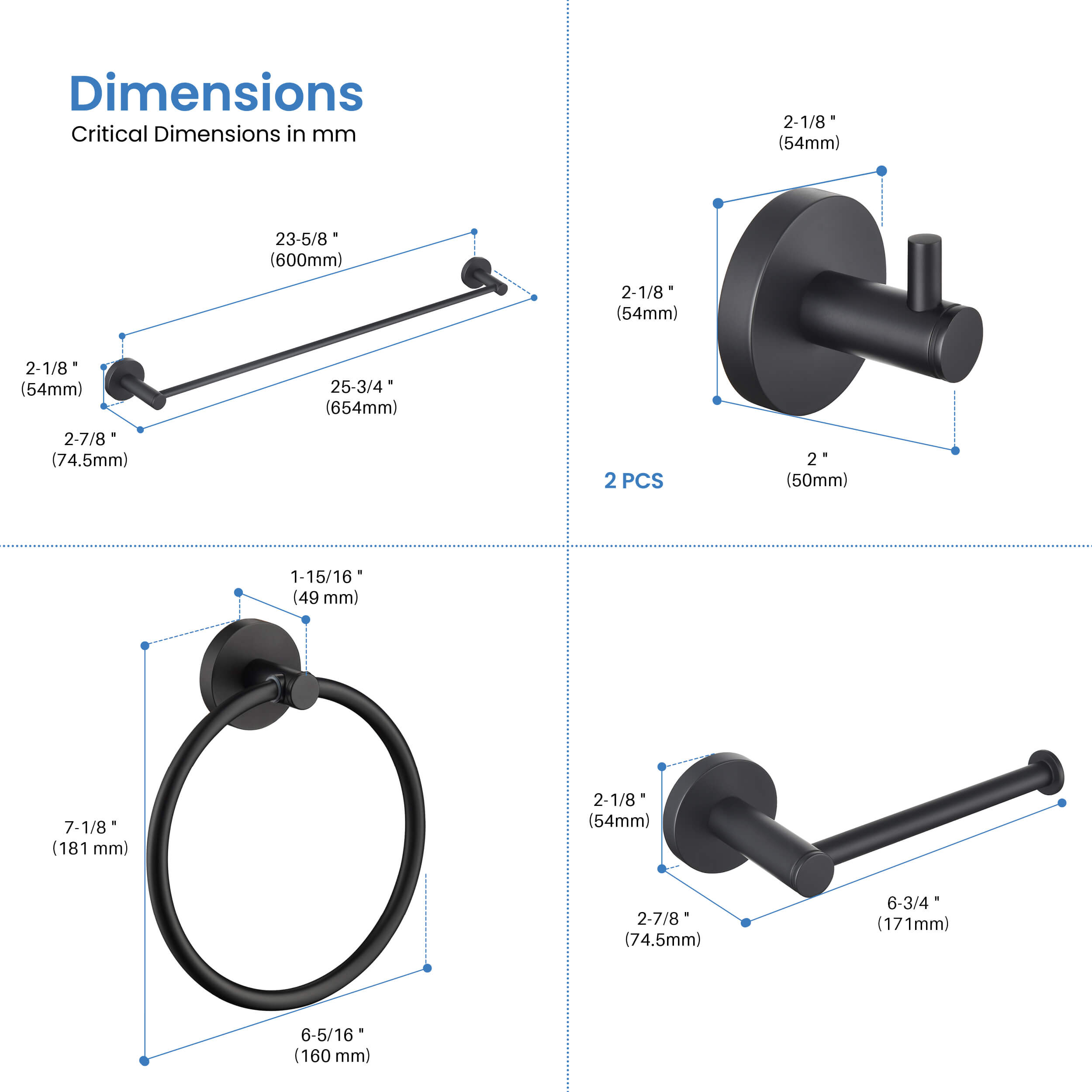 Halo 5 Piece Bathroom Hardware Set 2