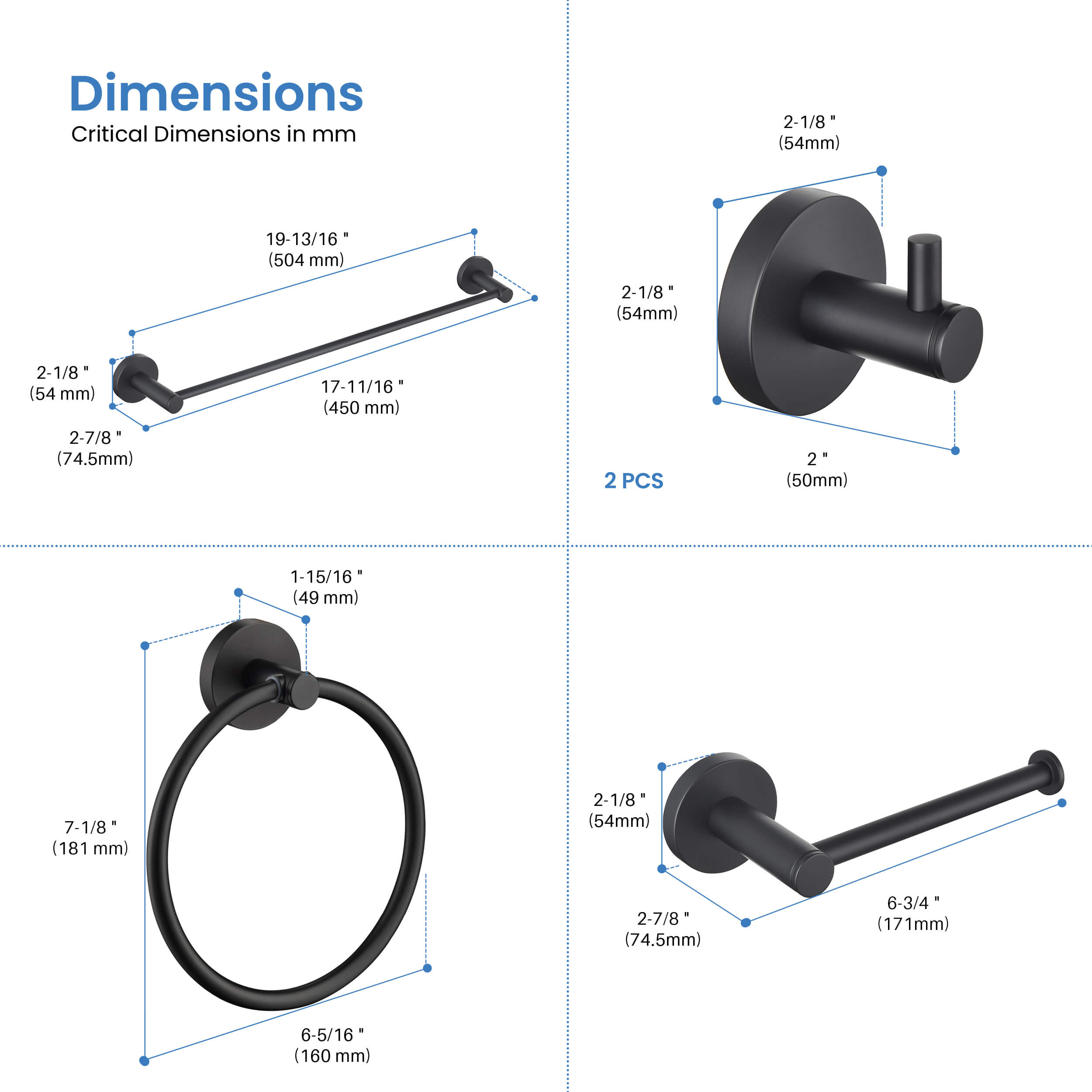 Halo 5 Piece Bathroom Hardware Set 4