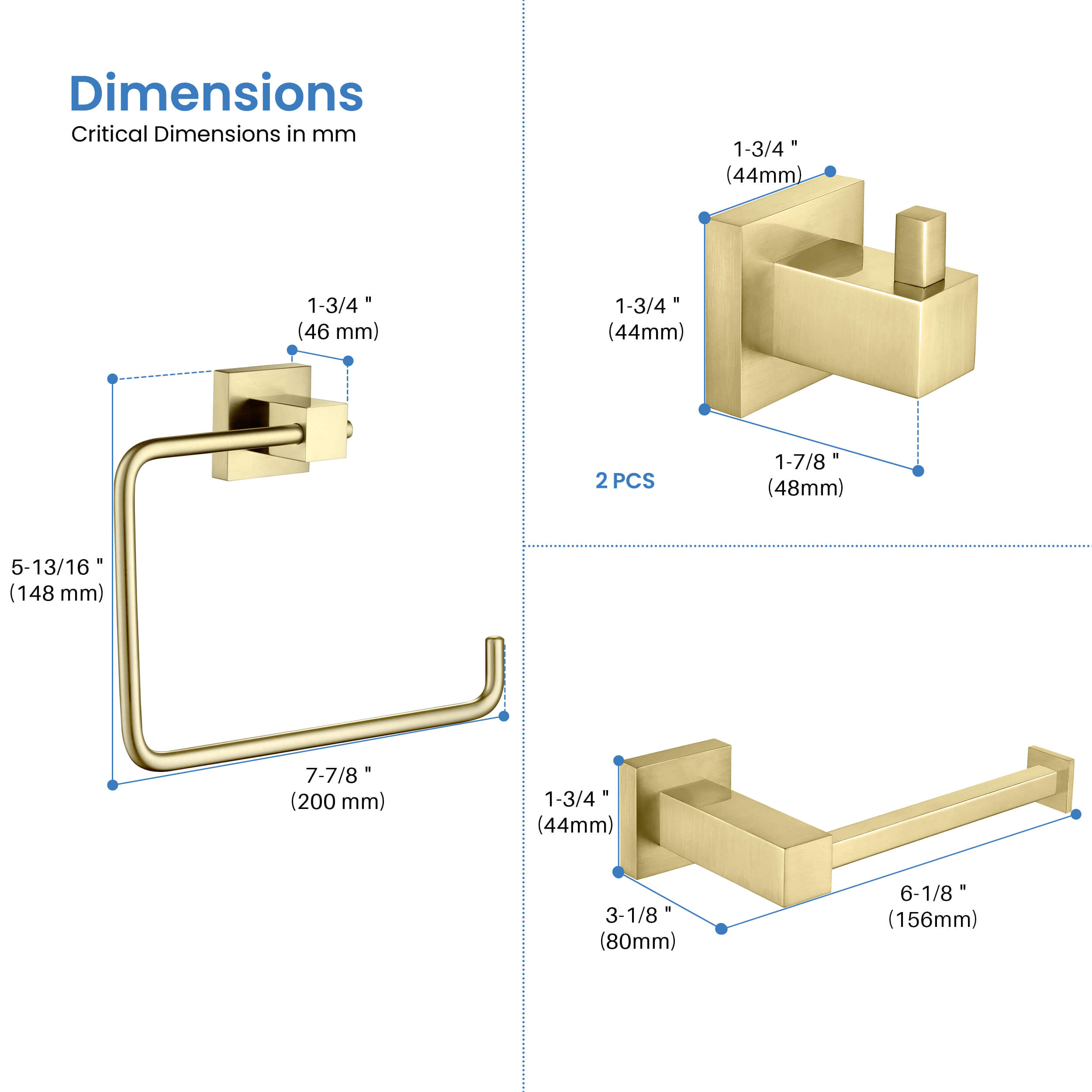 Quadra 4-Piece Bathroom Hardware Set 1