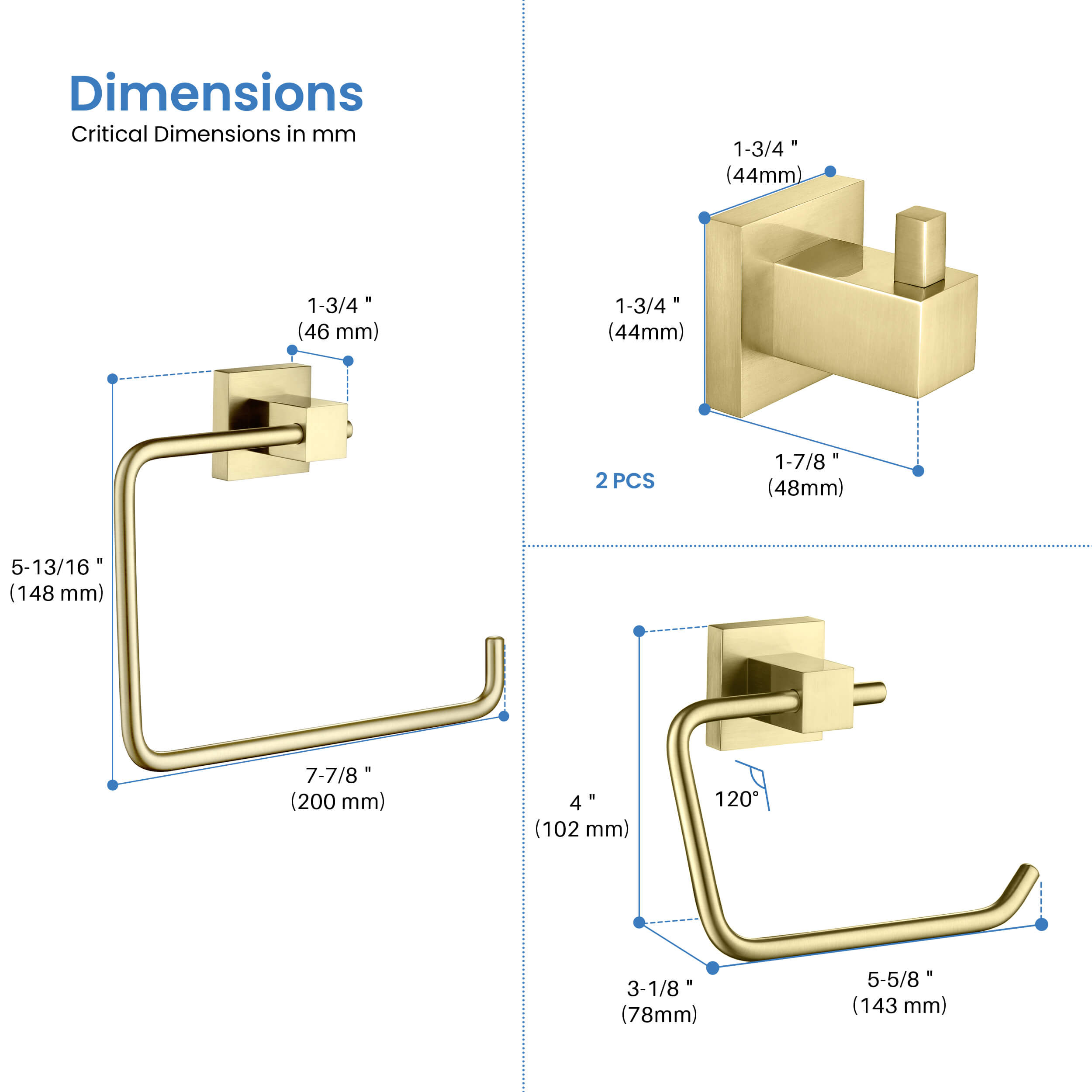 Quadra 4-Piece Bathroom Hardware Set 2