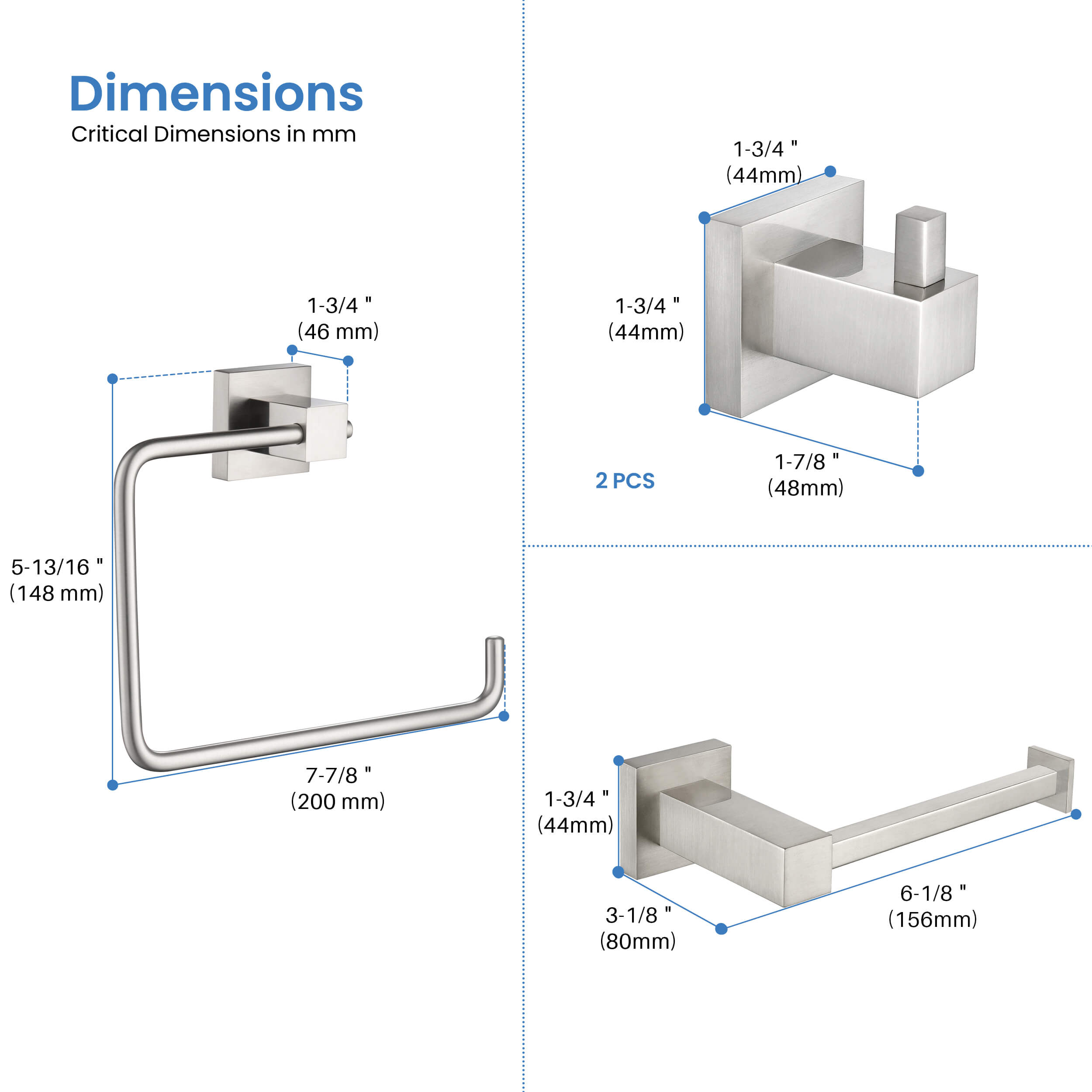 Quadra 4-Piece Bathroom Hardware Set 1