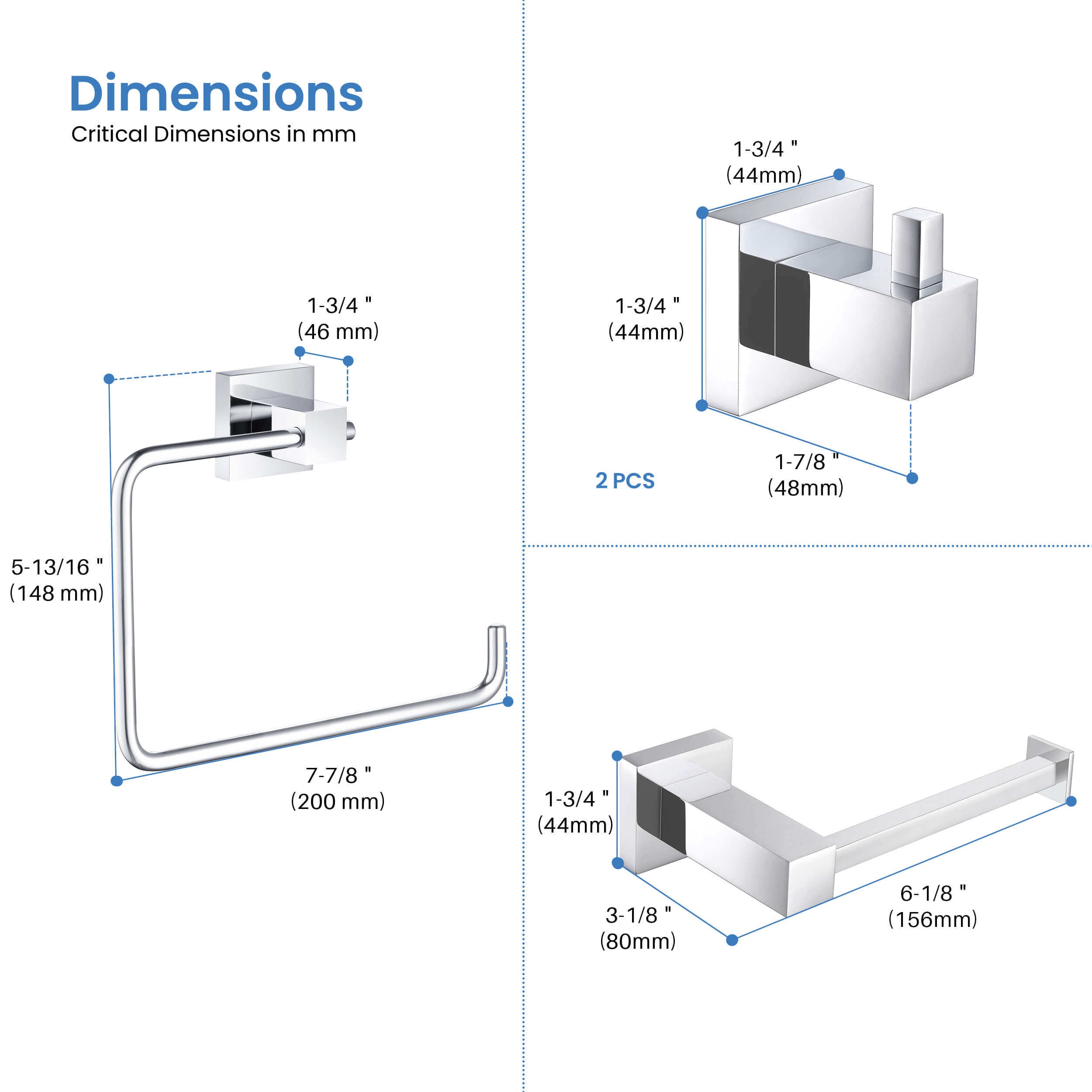 Quadra 4-Piece Bathroom Hardware Set 1