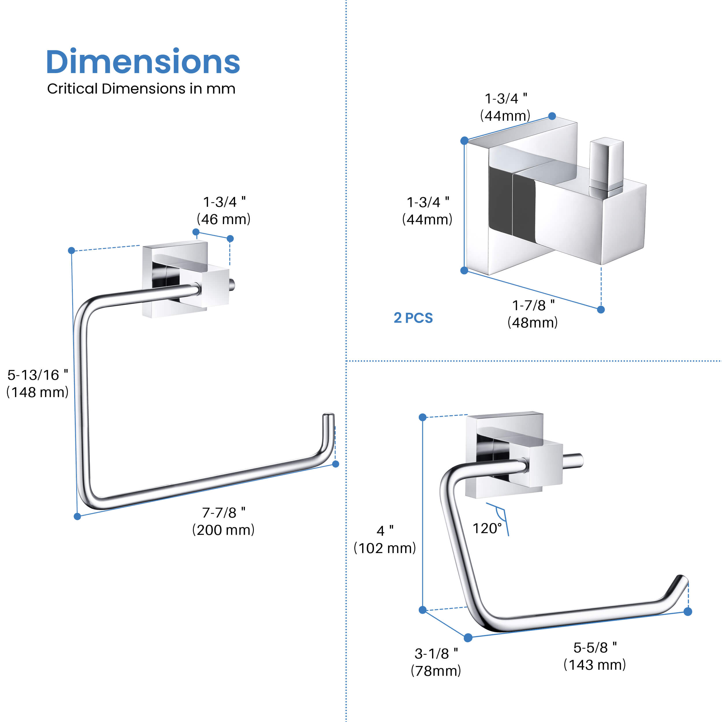 Quadra 4-Piece Bathroom Hardware Set 2