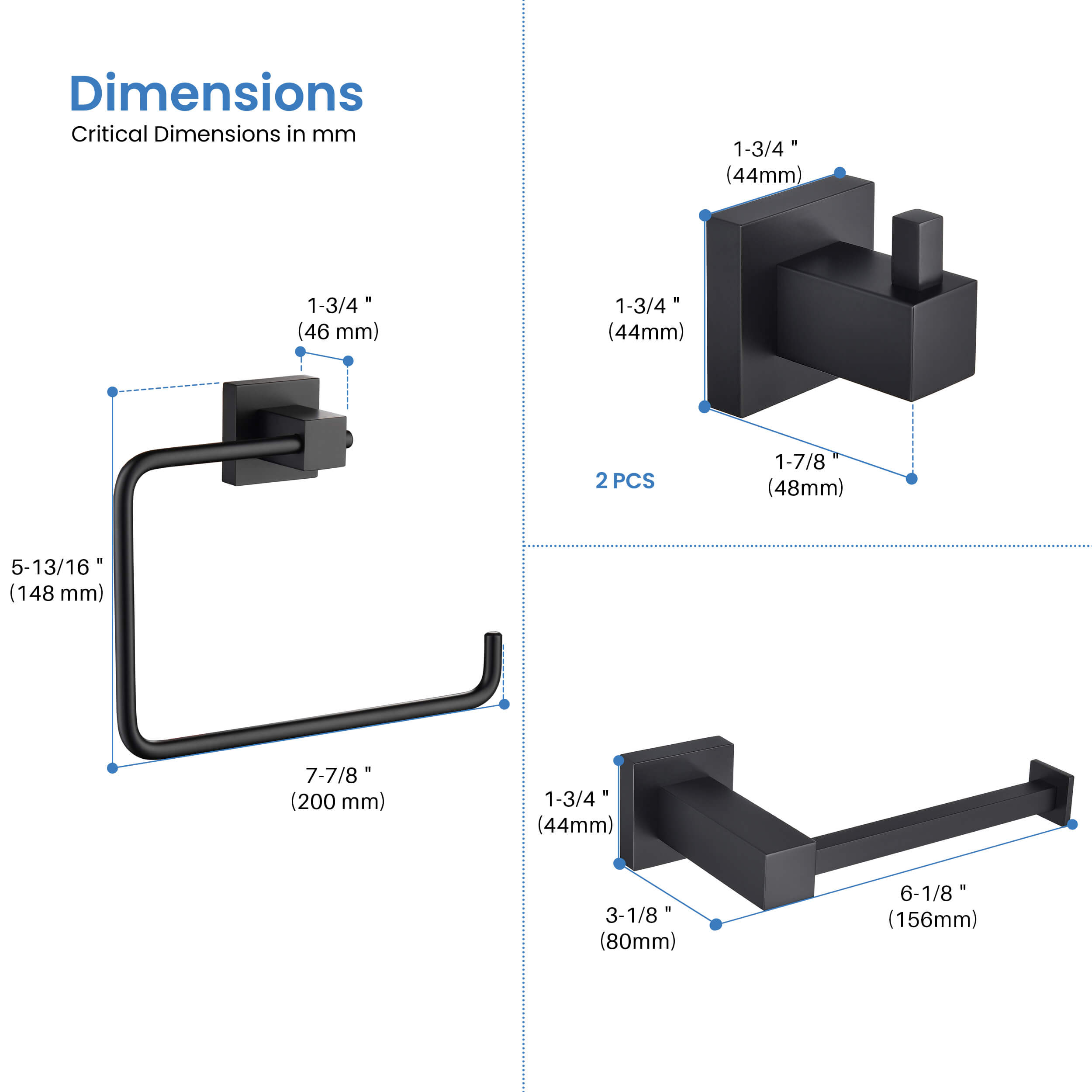 Quadra 4-Piece Bathroom Hardware Set 1
