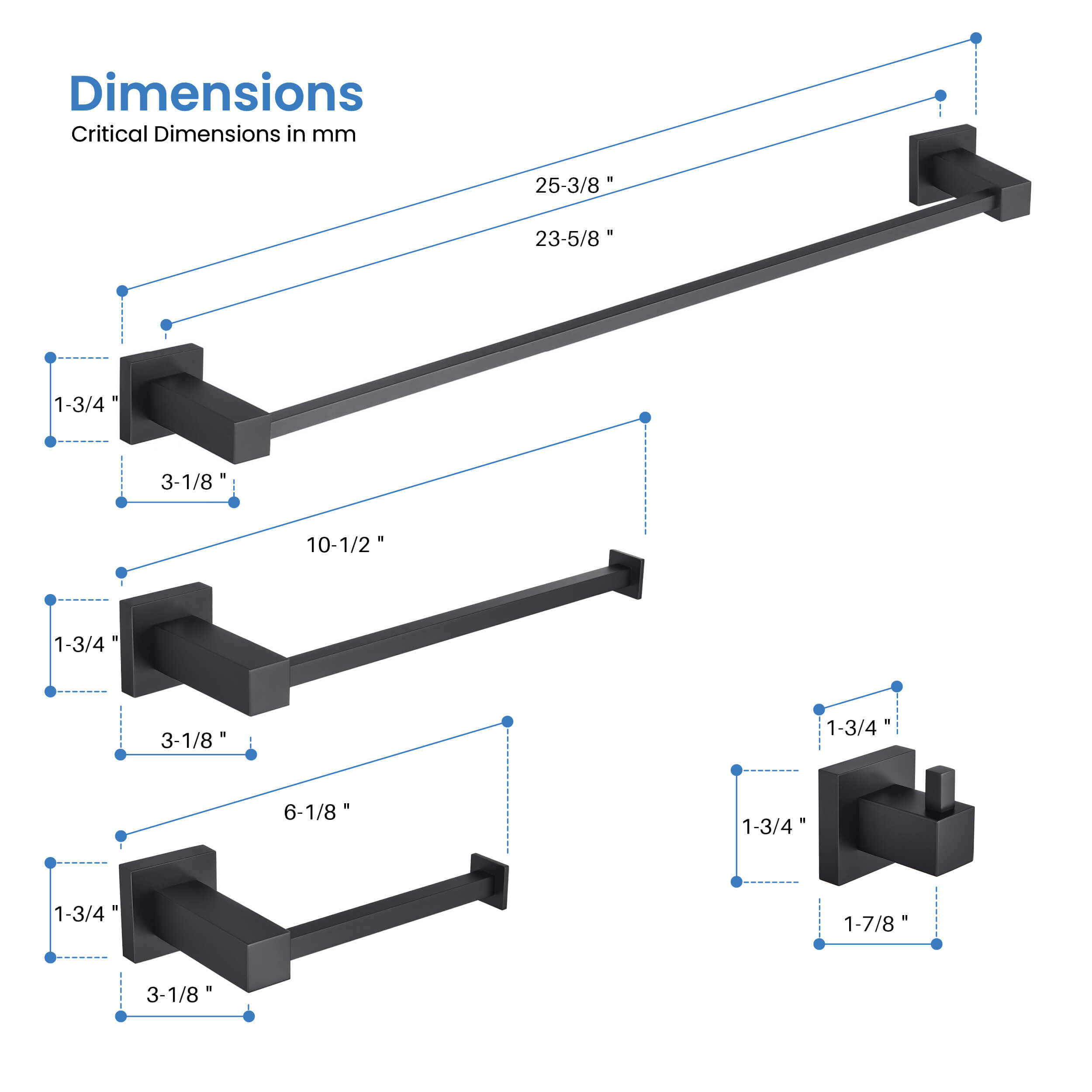 Quadra 4 Piece Bathroom Hardware Set