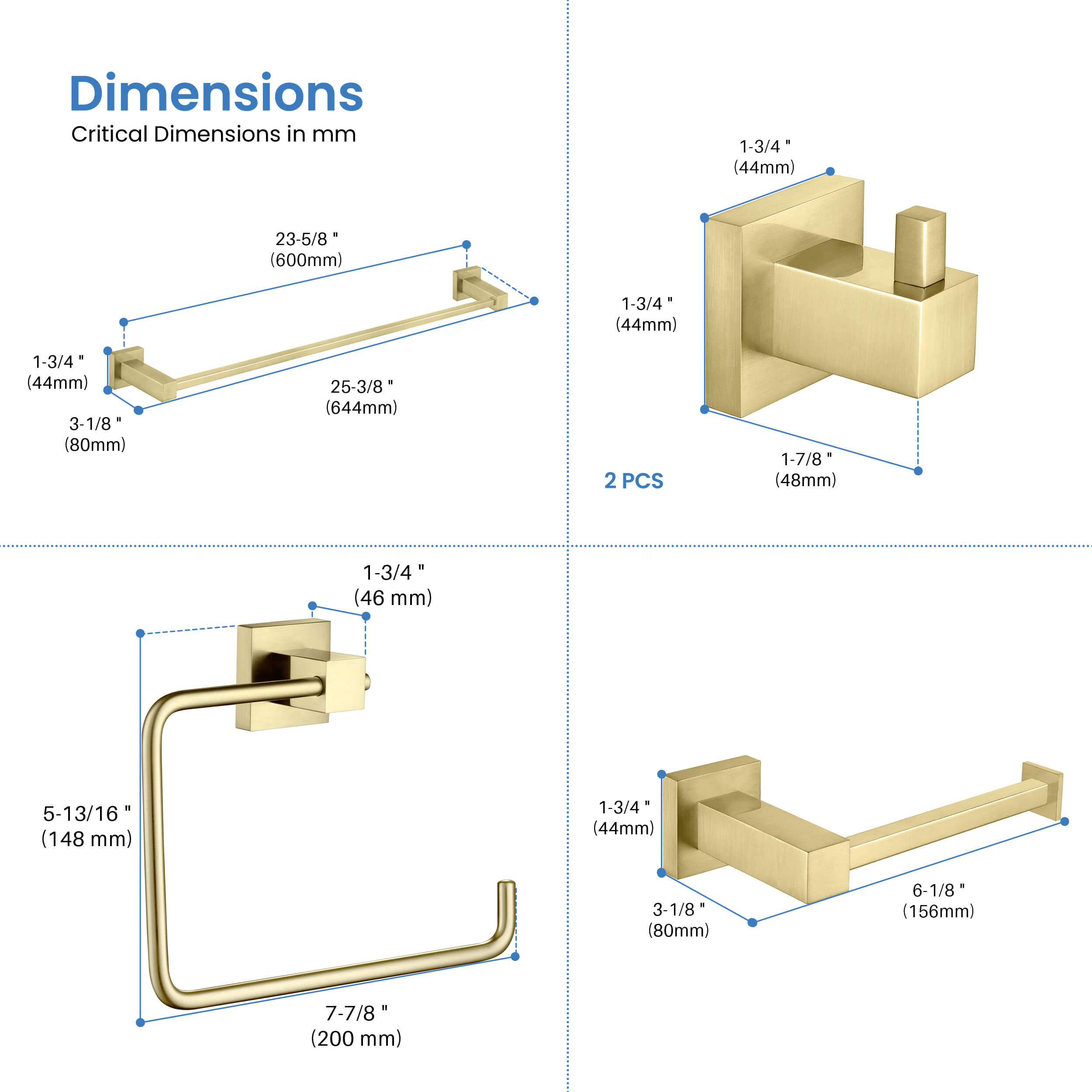 Quadra 5-Piece Bathroom Hardware Set 2