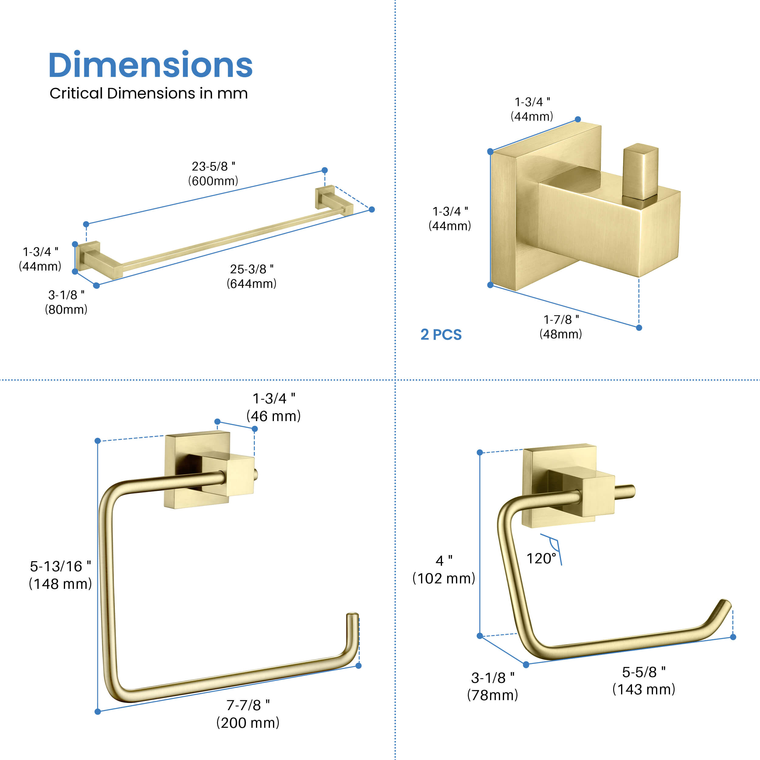 Quadra 5-Piece Bathroom Hardware Set 3