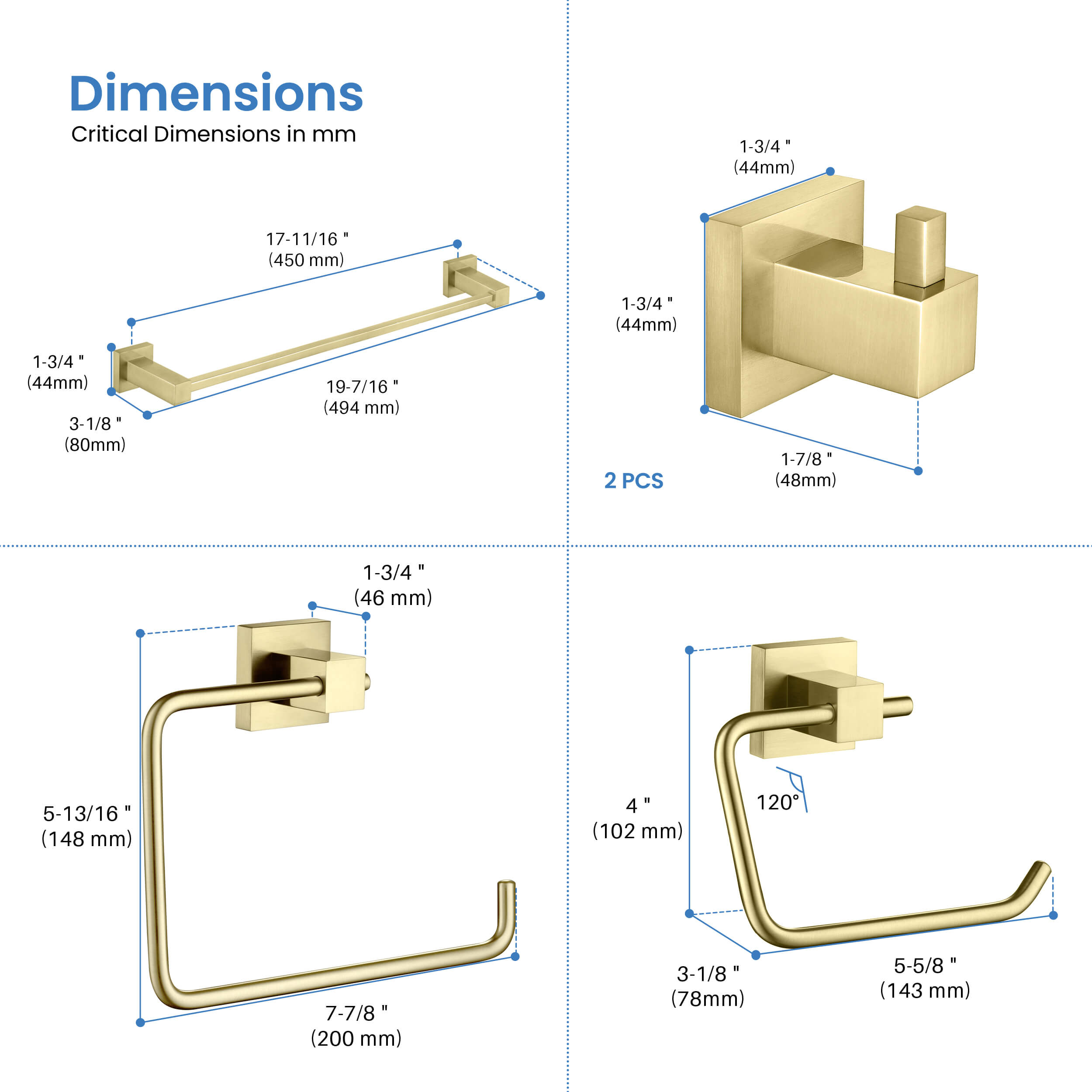 Quadra 5-Piece Bathroom Hardware Set 5