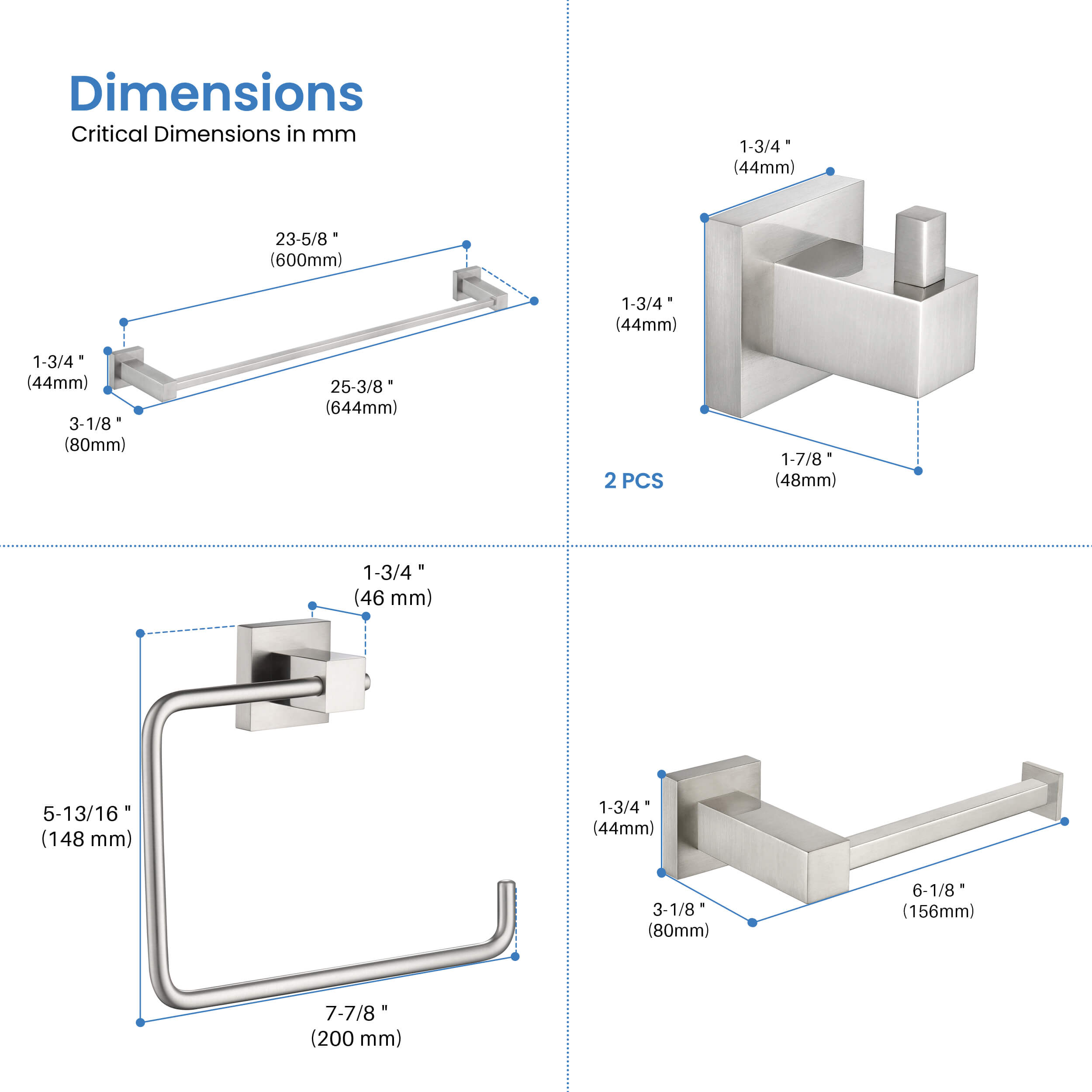 Quadra 5-Piece Bathroom Hardware Set 2