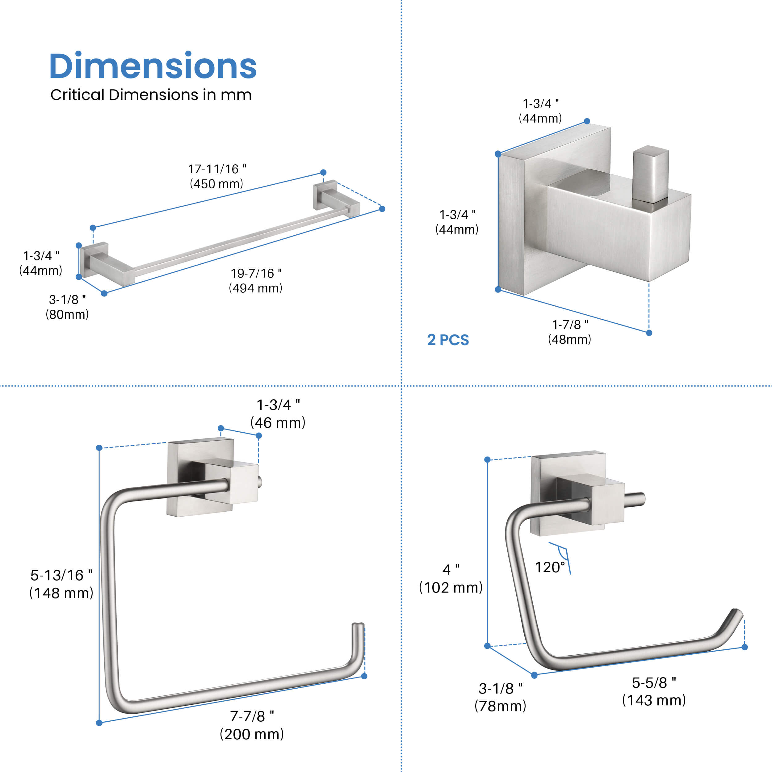 Quadra 5-Piece Bathroom Hardware Set 5