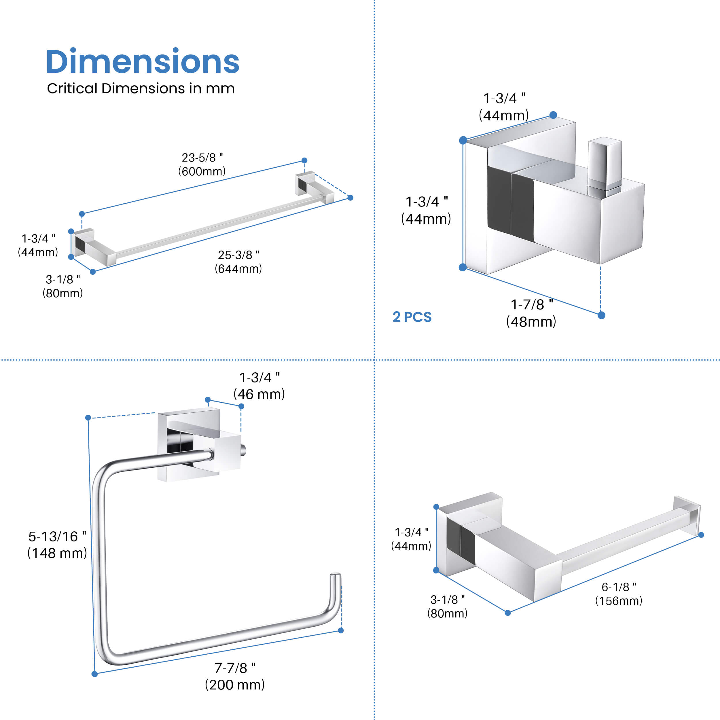 Quadra 5-Piece Bathroom Hardware Set 2