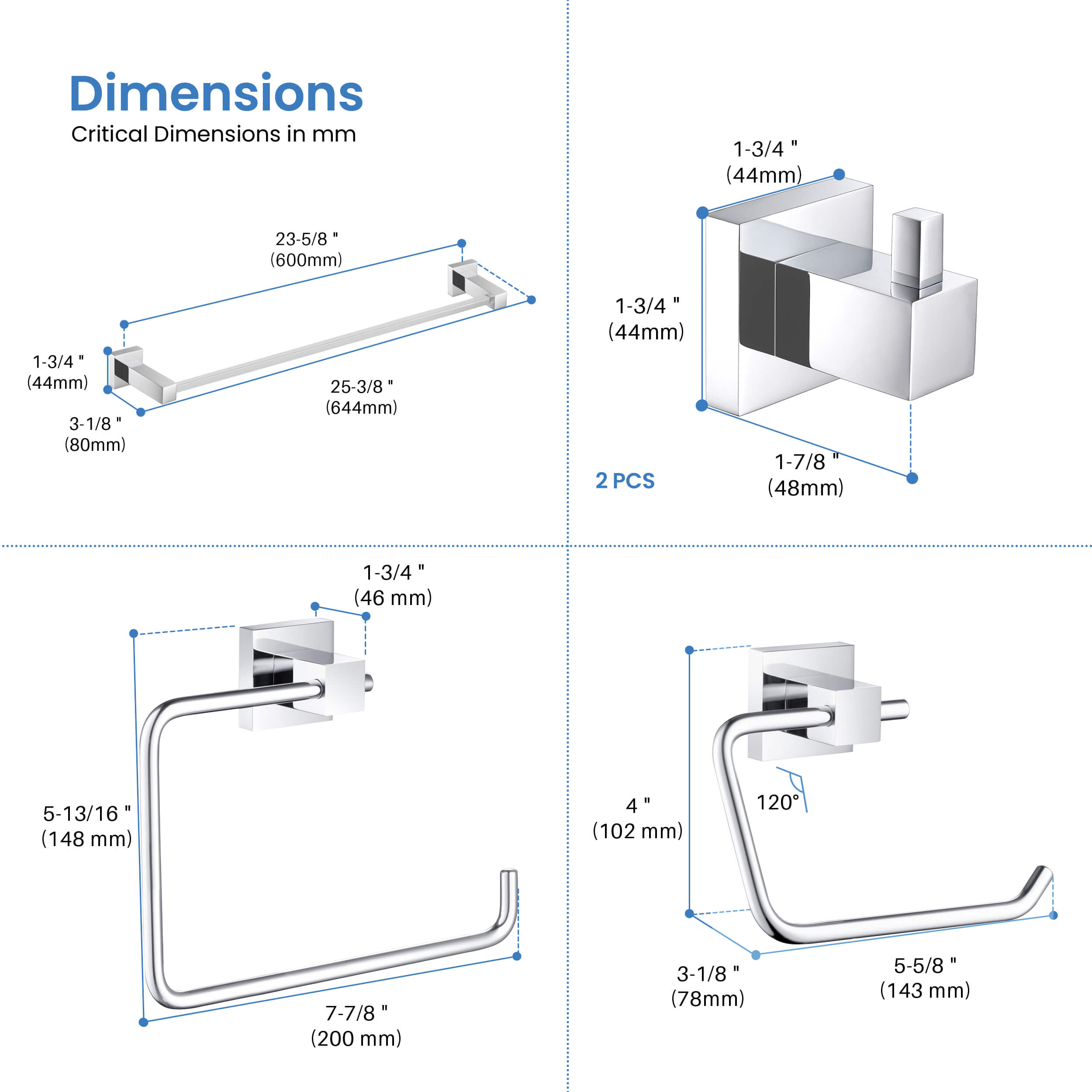 Quadra 5-Piece Bathroom Hardware Set 3