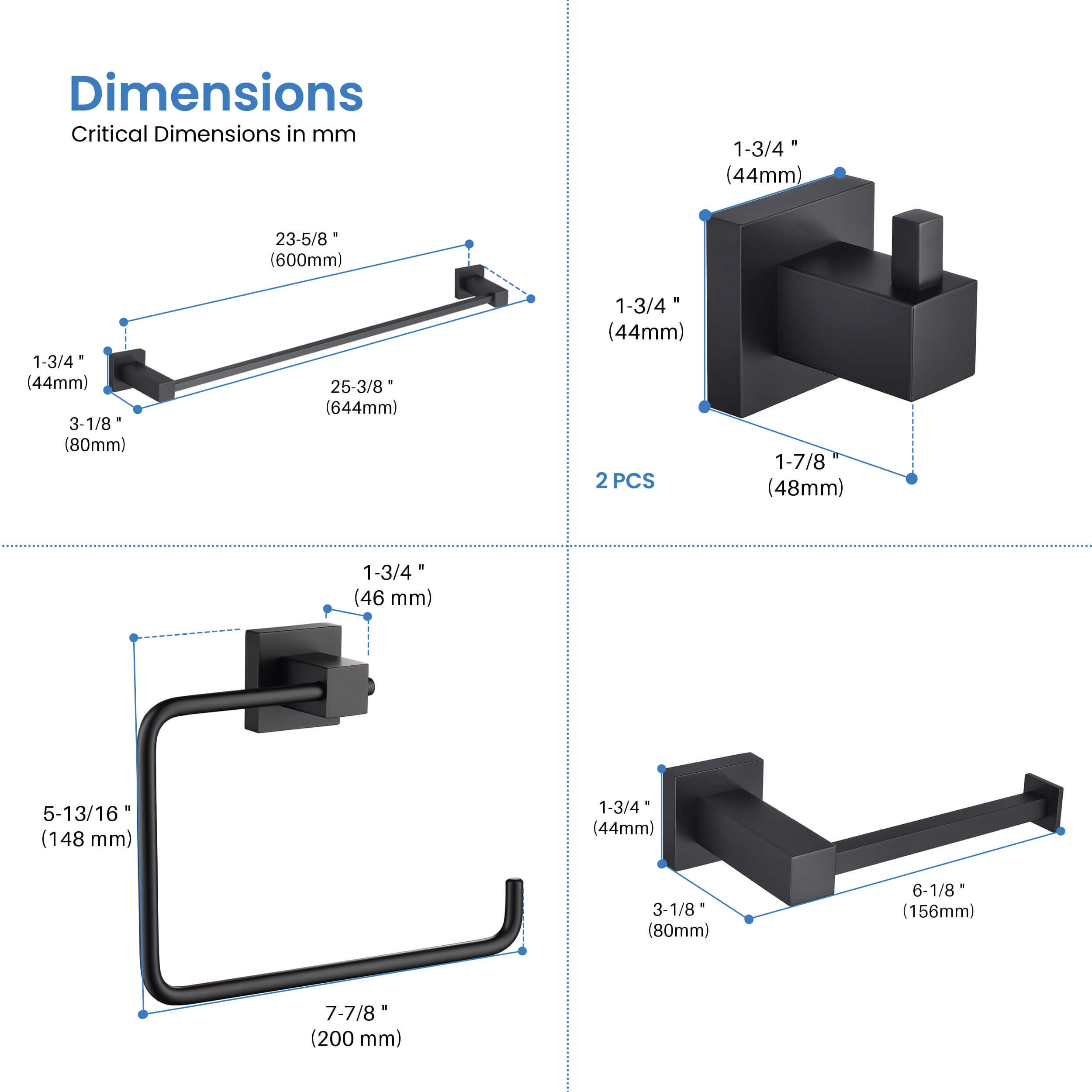 Quadra 5-Piece Bathroom Hardware Set 2
