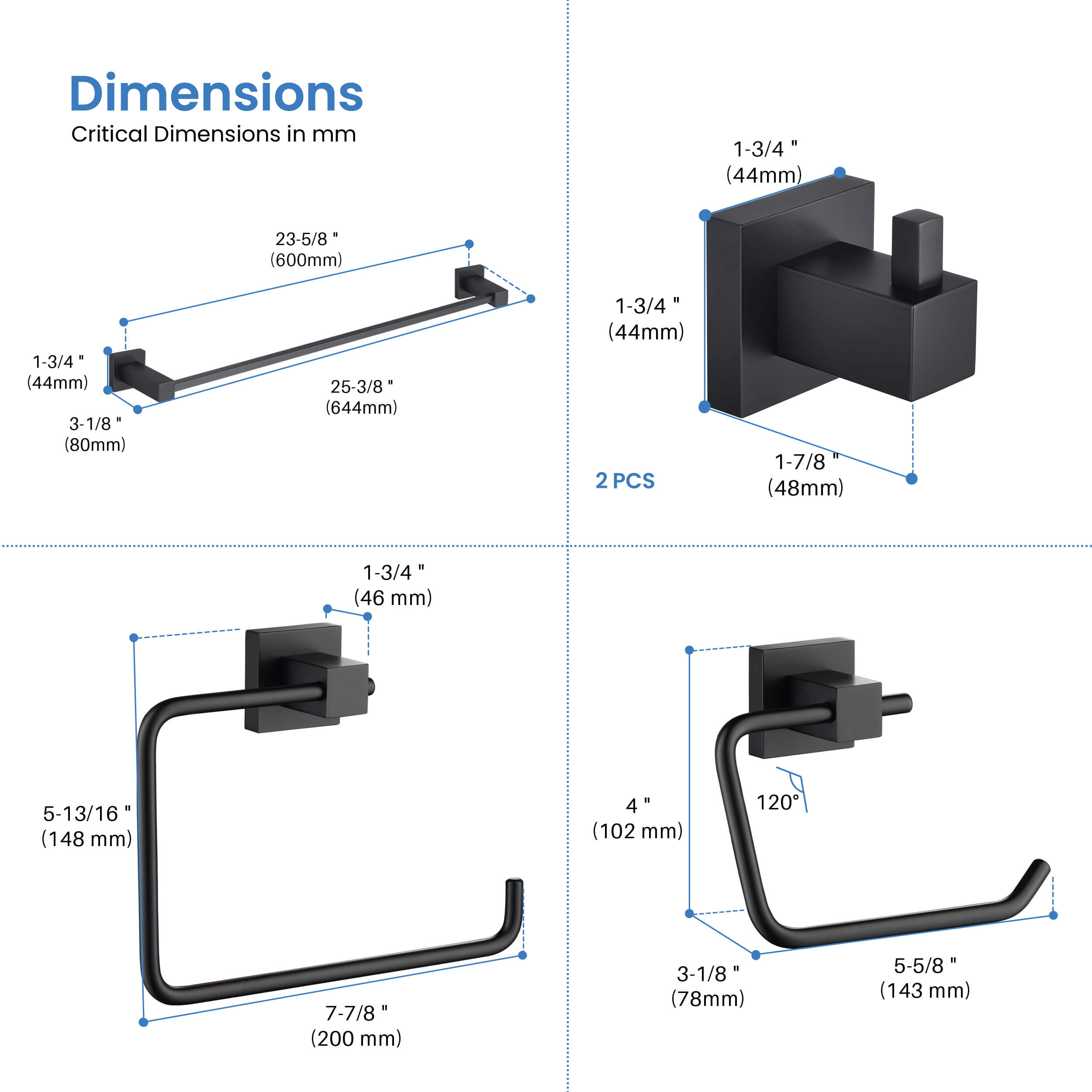 Quadra 5-Piece Bathroom Hardware Set 3