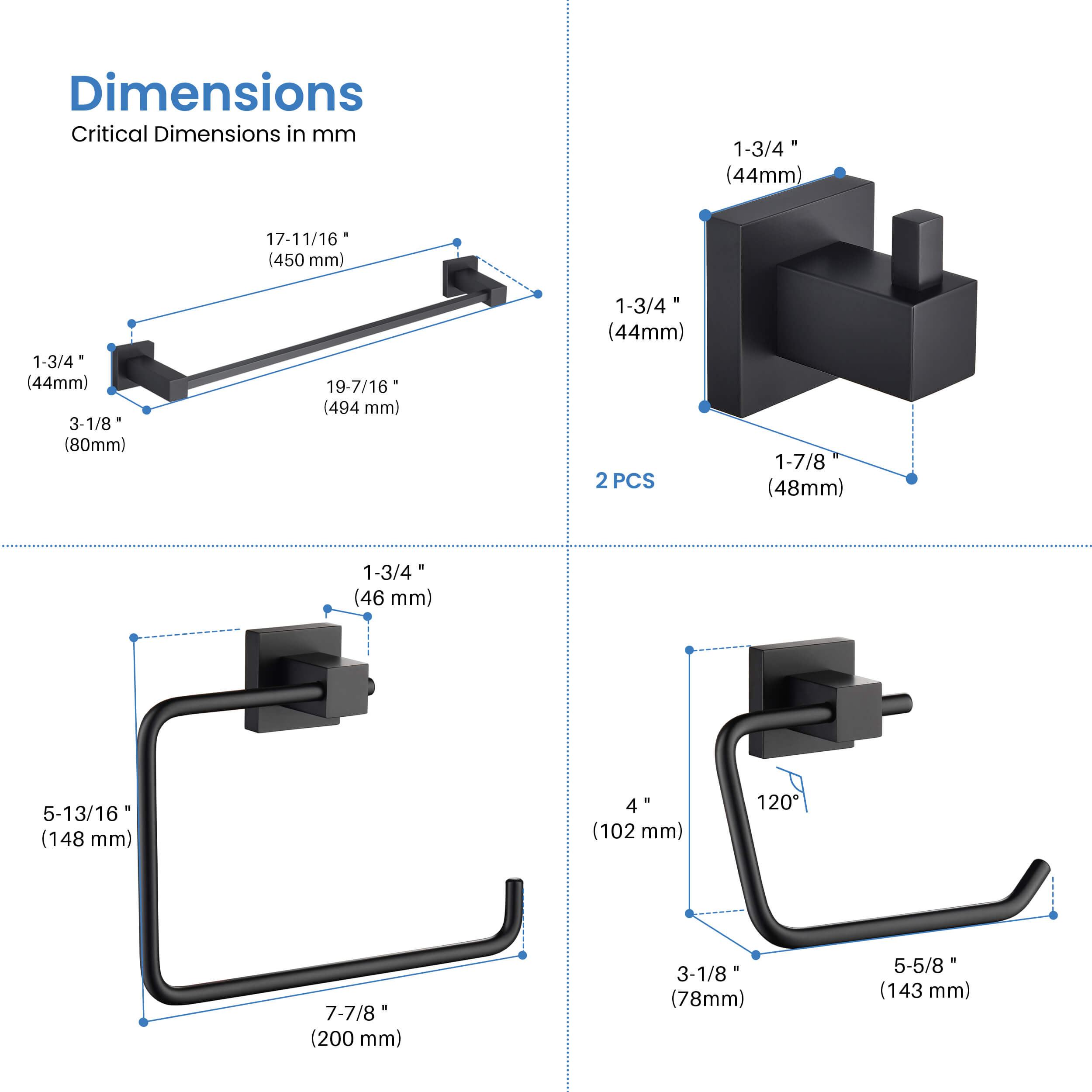 Quadra 5-Piece Bathroom Hardware Set 5