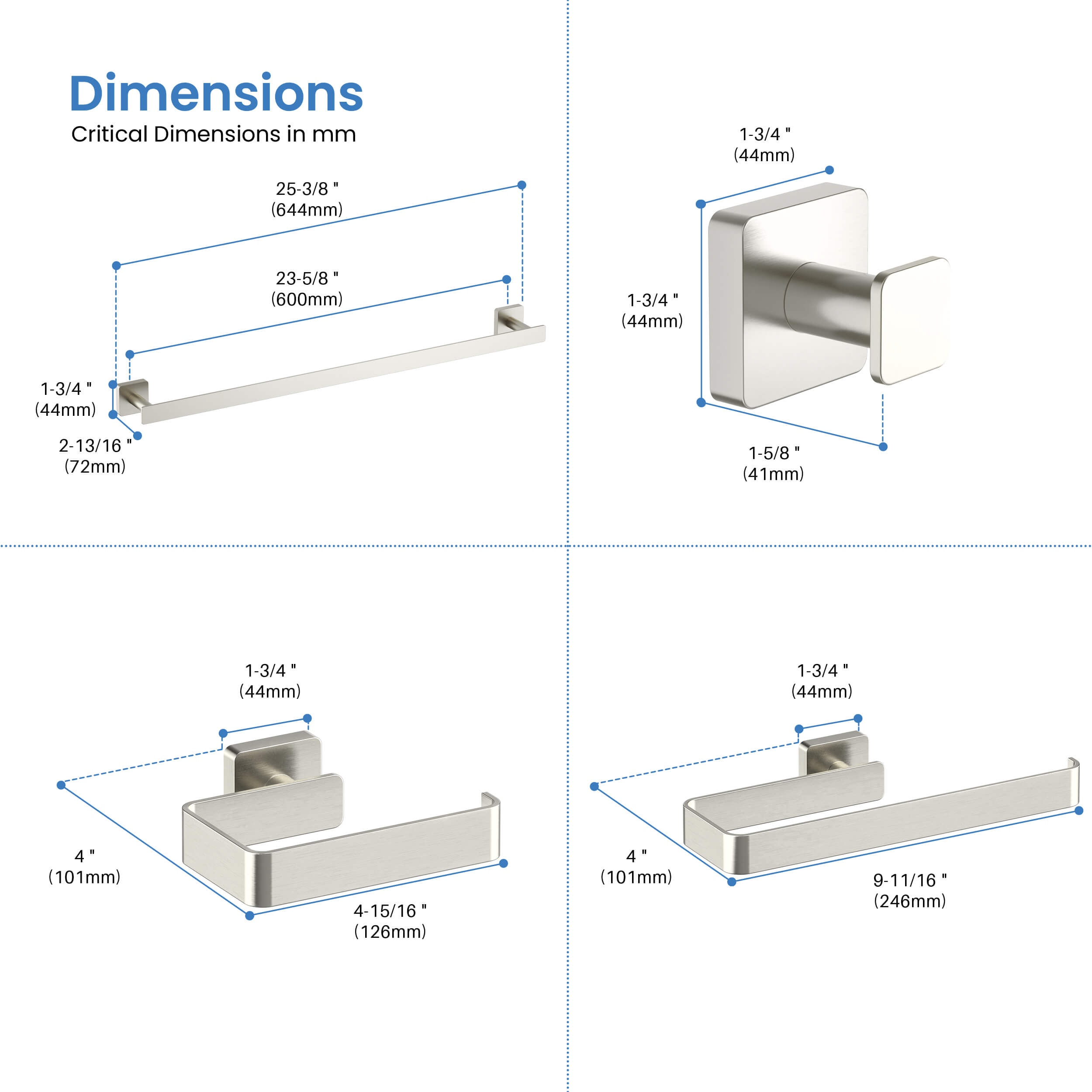 Fusion 4-Piece Bathroom Hardware Set – C-CBA16-4
