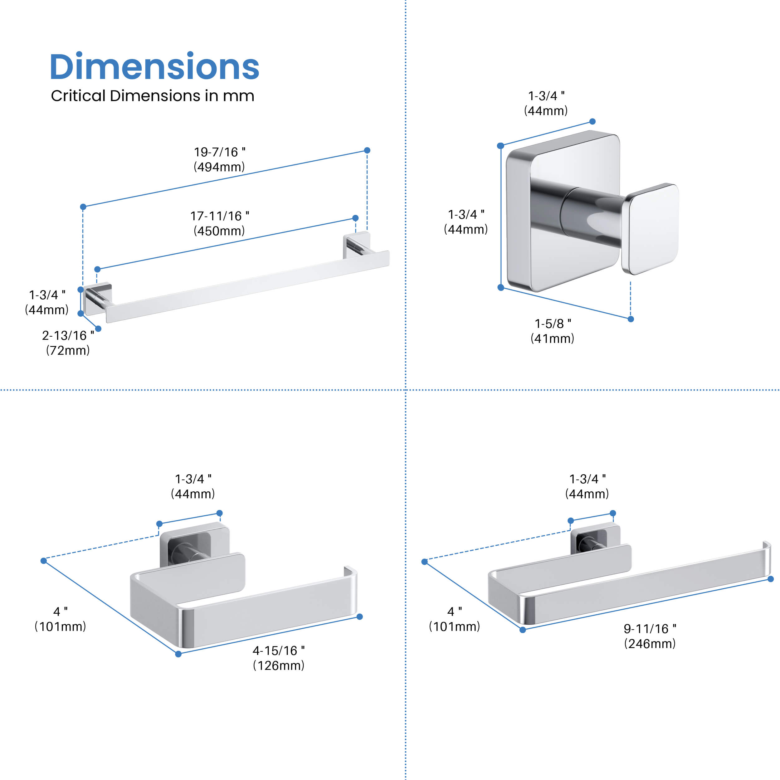 Fusion 4 Piece Bathroom Hardware Set 3