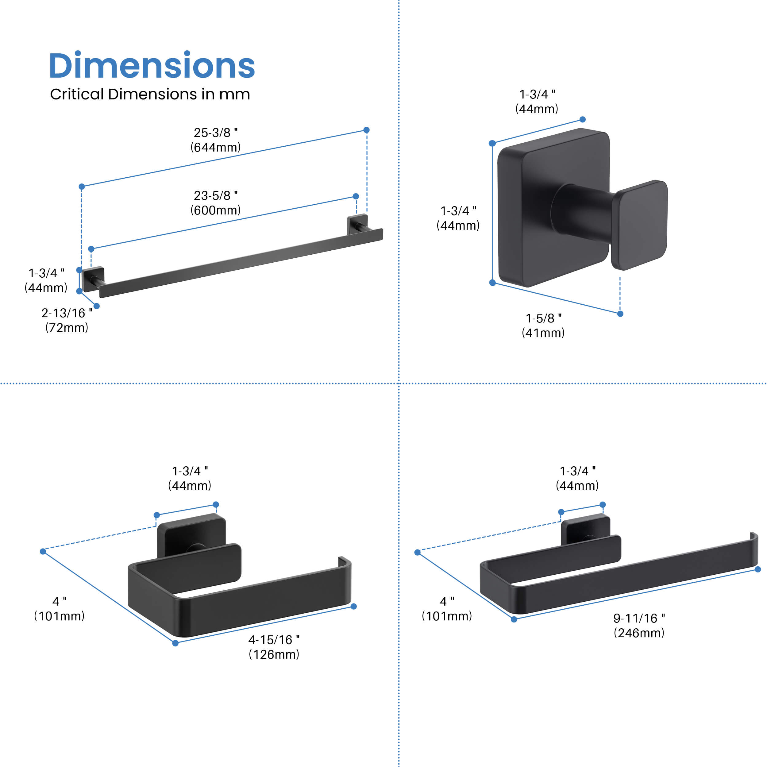 Fusion 4-Piece Bathroom Hardware Set – C-CBA16-4