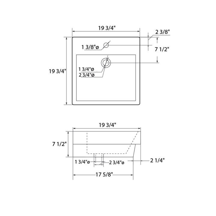 Ceramic Basin 20" X 20" Top-Mount Square - C04 2020