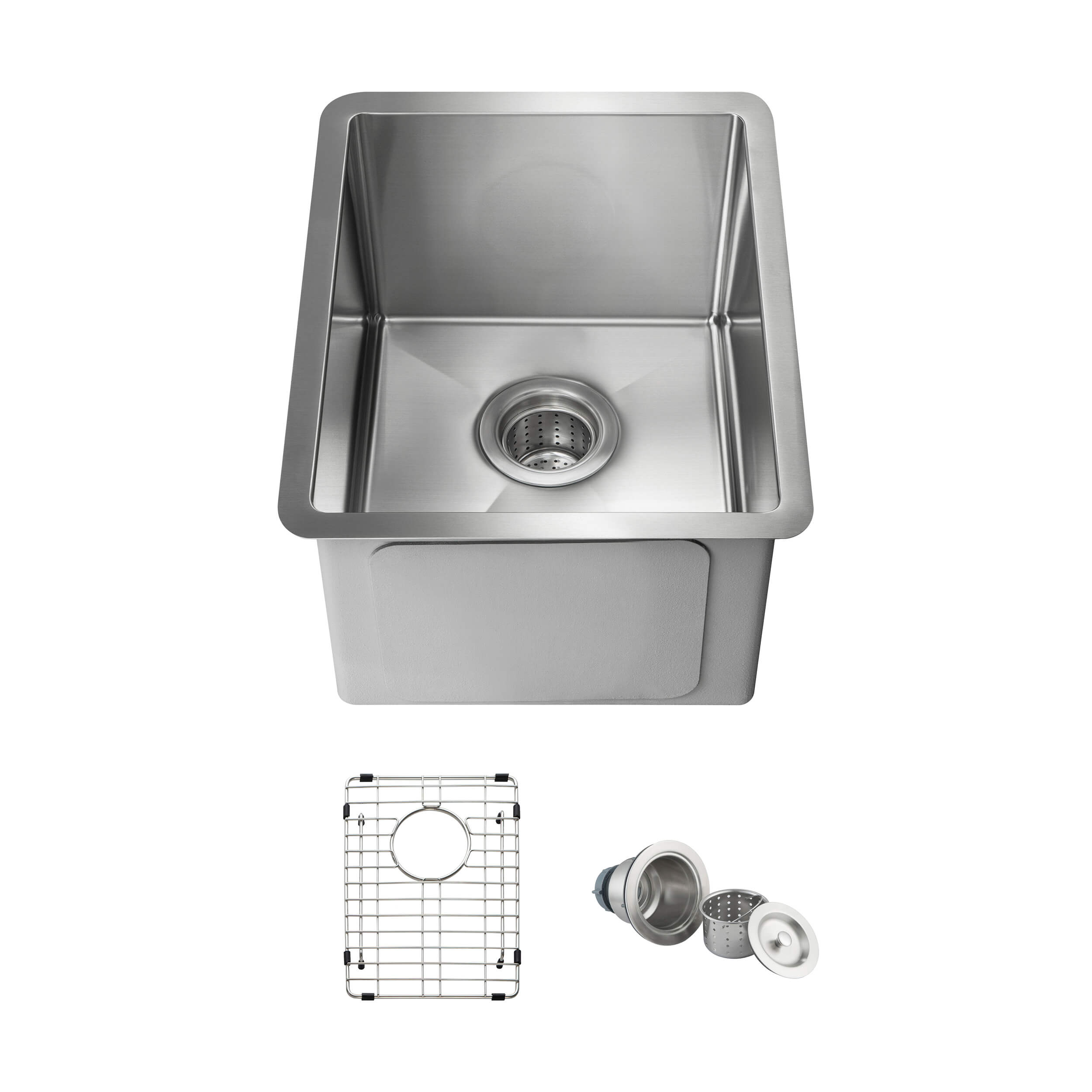 14" Handcrafted Undermount Single Bowl 16 gauge Stainless Steel Kitchen Sink