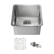 16" Handcrafted Undermount Single Bowl 16 gauge Stainless Steel Kitchen Sink
