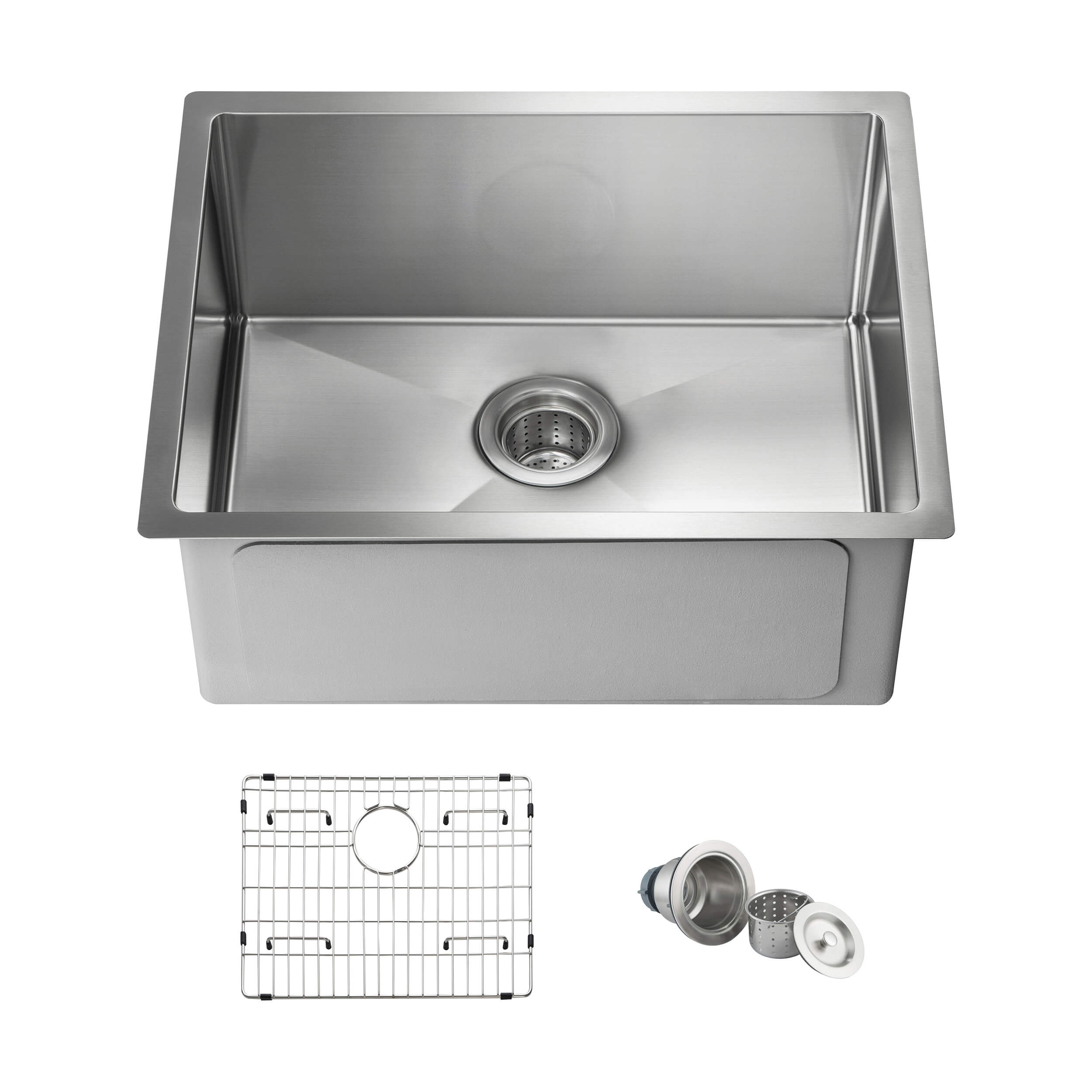 23" Handcrafted Undermount Single Bowl 16 gauge Stainless Steel Kitchen Sink