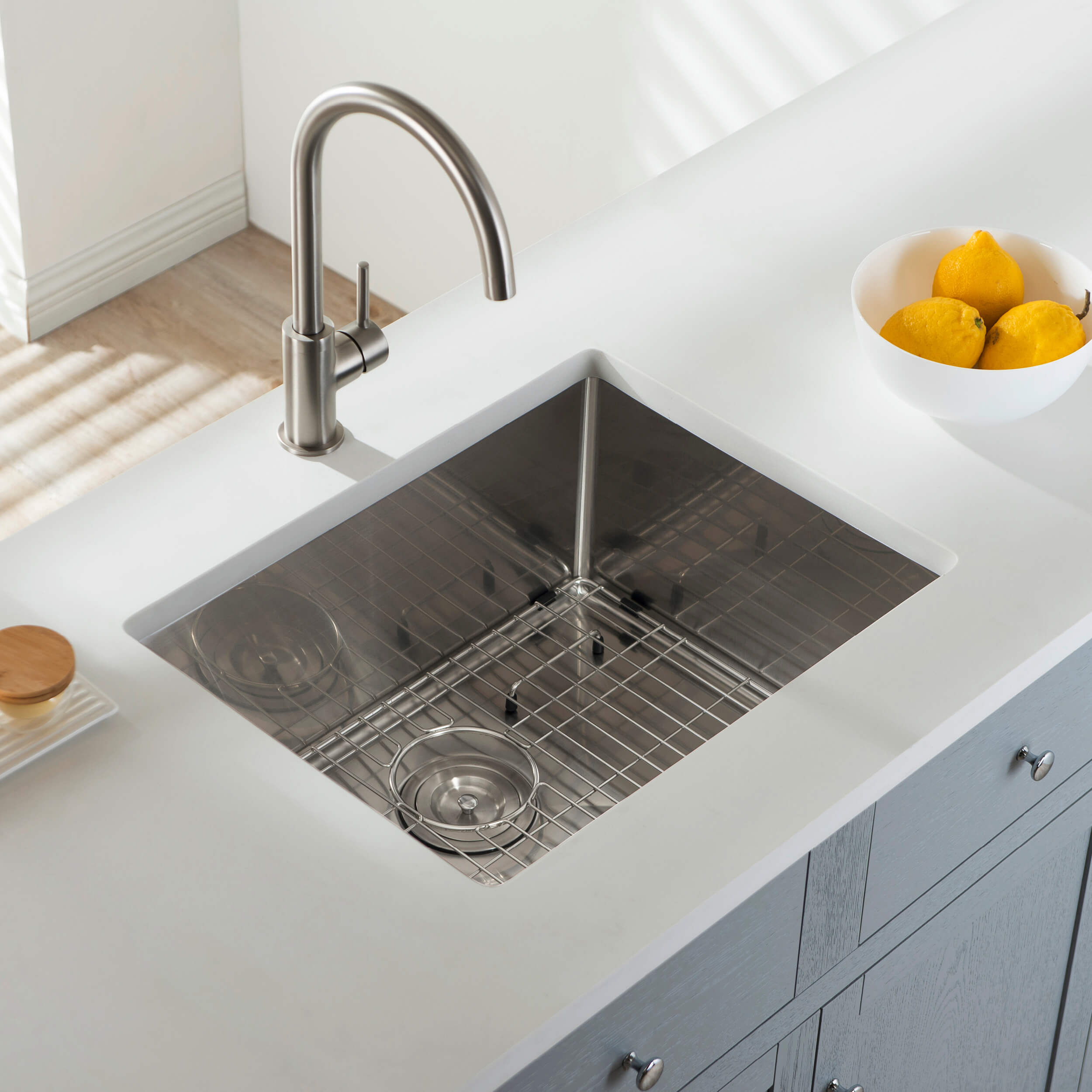21" Handcrafted Undermount Single Bowl 16 gauge Stainless Steel Kitchen Sink