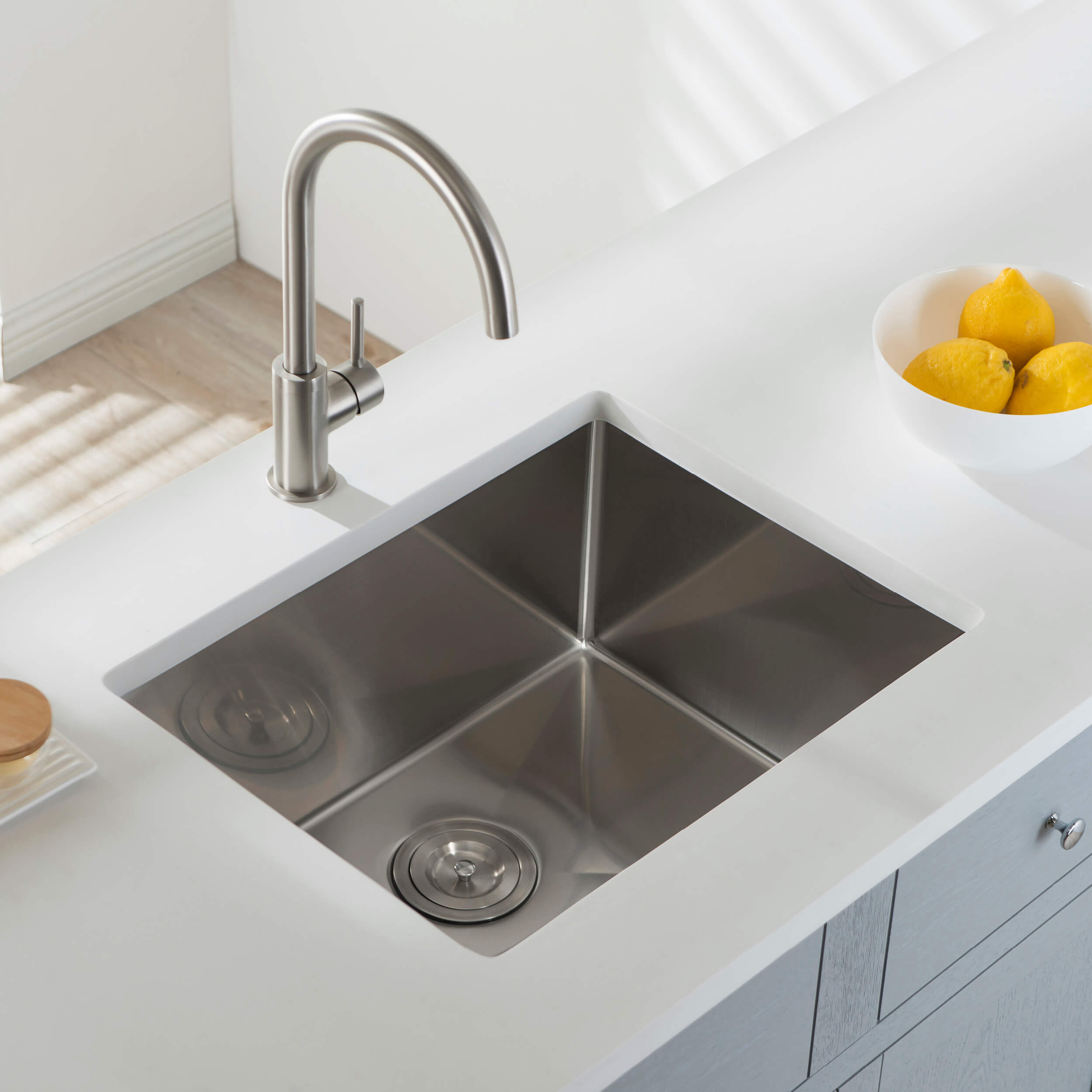 21" Handcrafted Undermount Single Bowl 16 gauge Stainless Steel Kitchen Sink