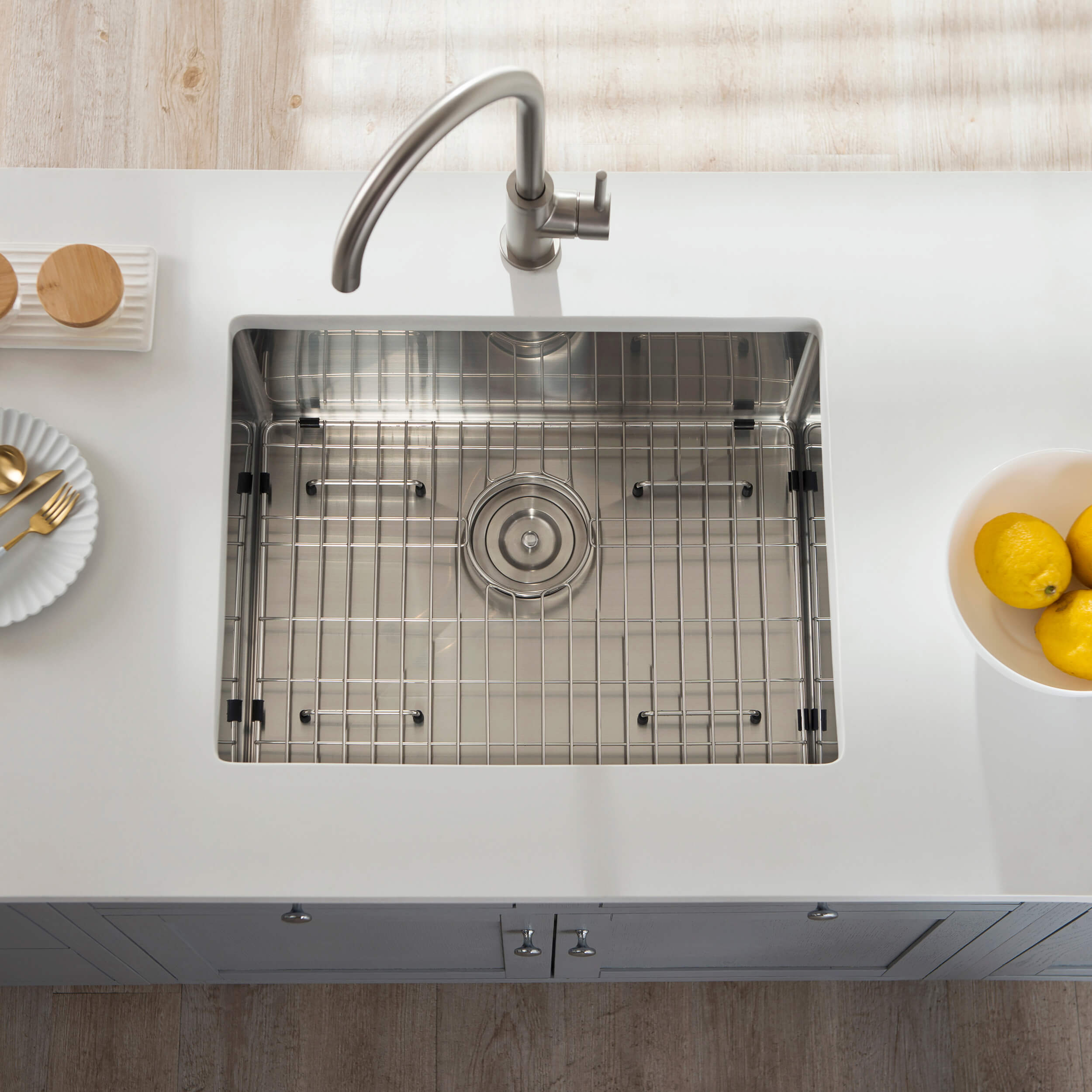 21" Handcrafted Undermount Single Bowl 16 gauge Stainless Steel Kitchen Sink