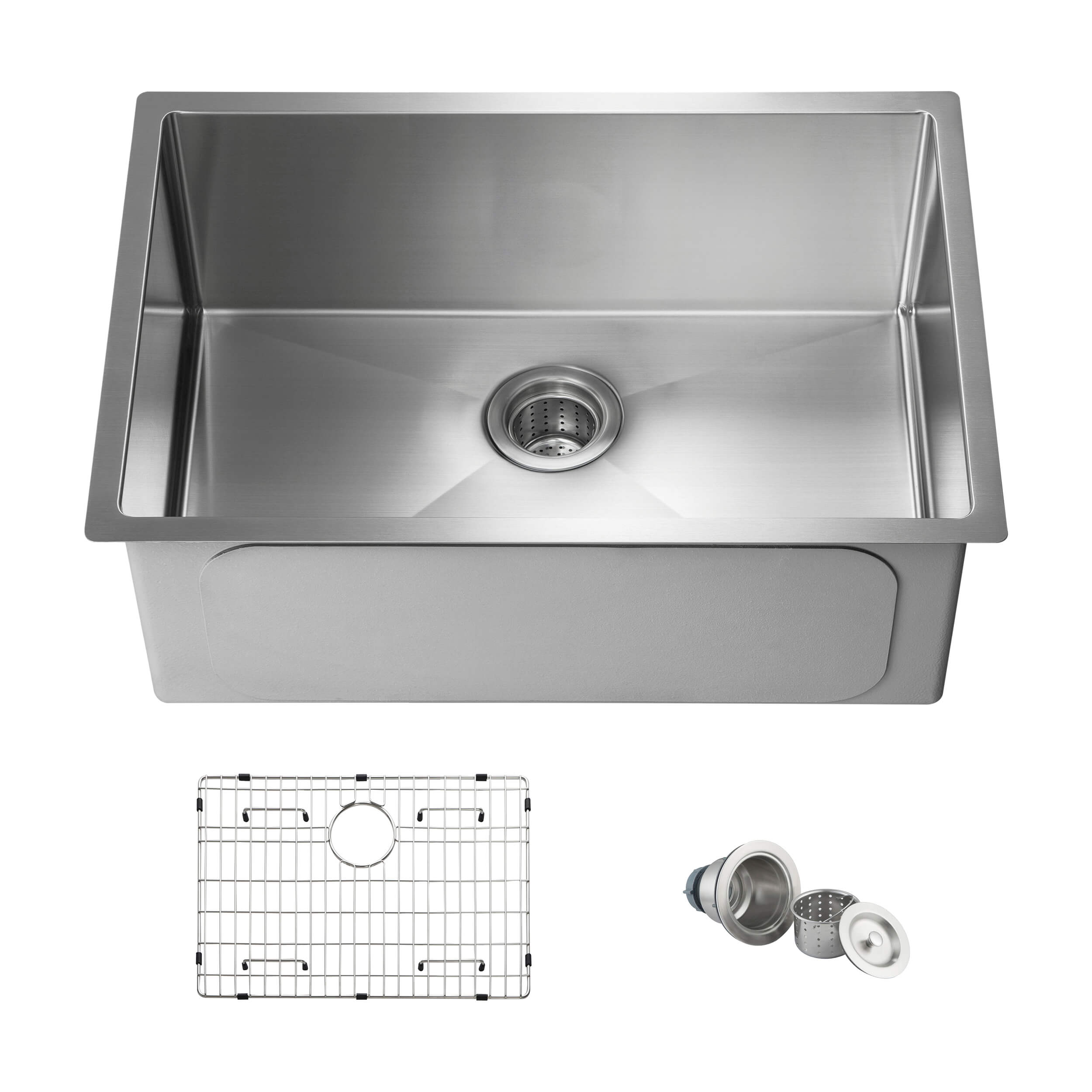 26" Handcrafted Undermount Single Bowl 16 gauge Stainless Steel Kitchen Sink